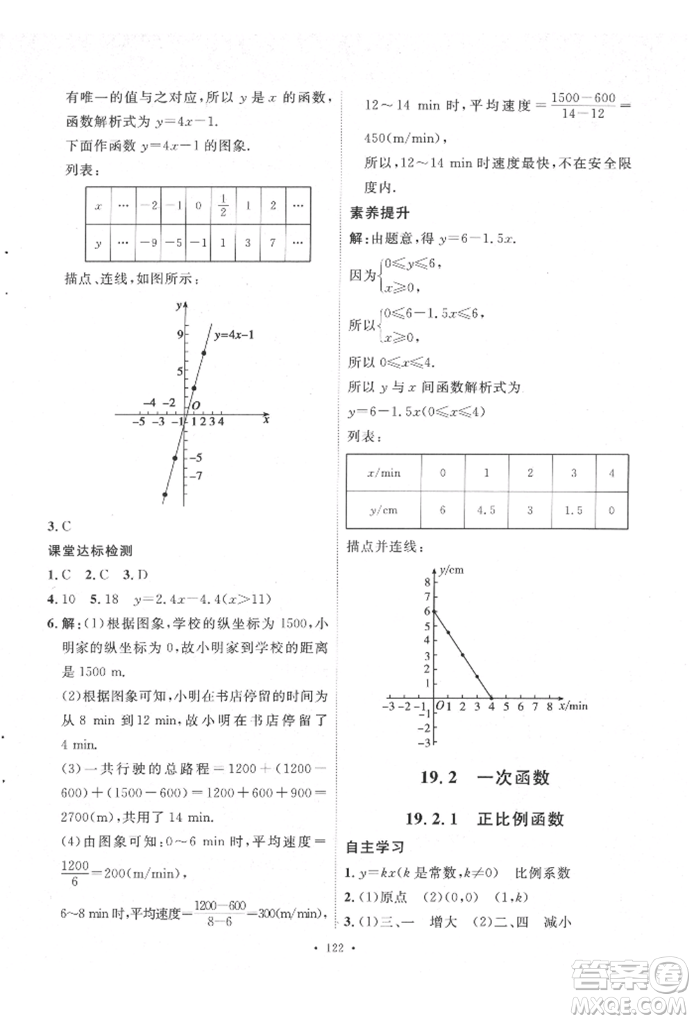 陜西人民出版社2022實驗教材新學案八年級下冊數(shù)學人教版參考答案