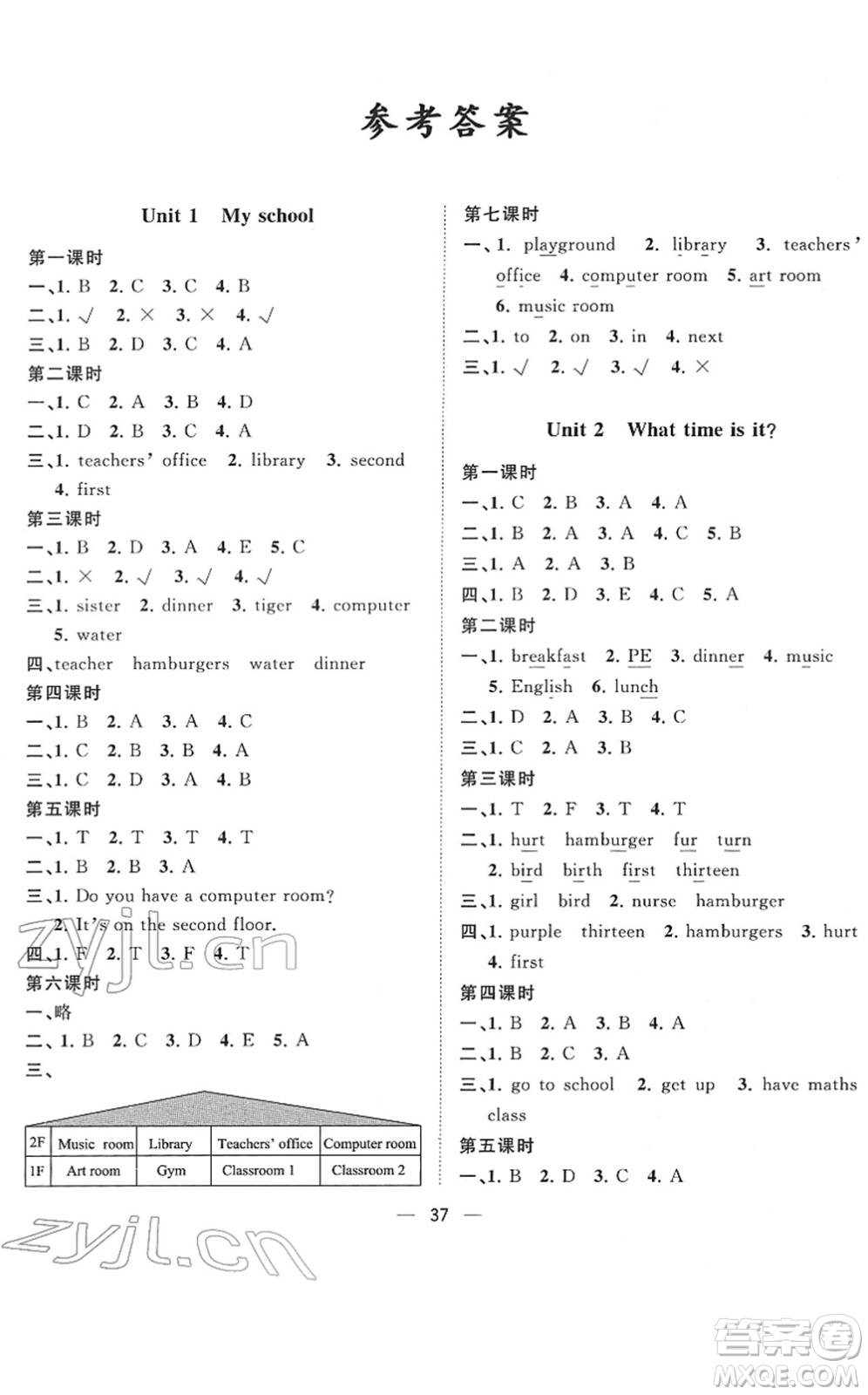廣西師范大學(xué)出版社2022課堂小作業(yè)四年級英語下冊R人教版答案