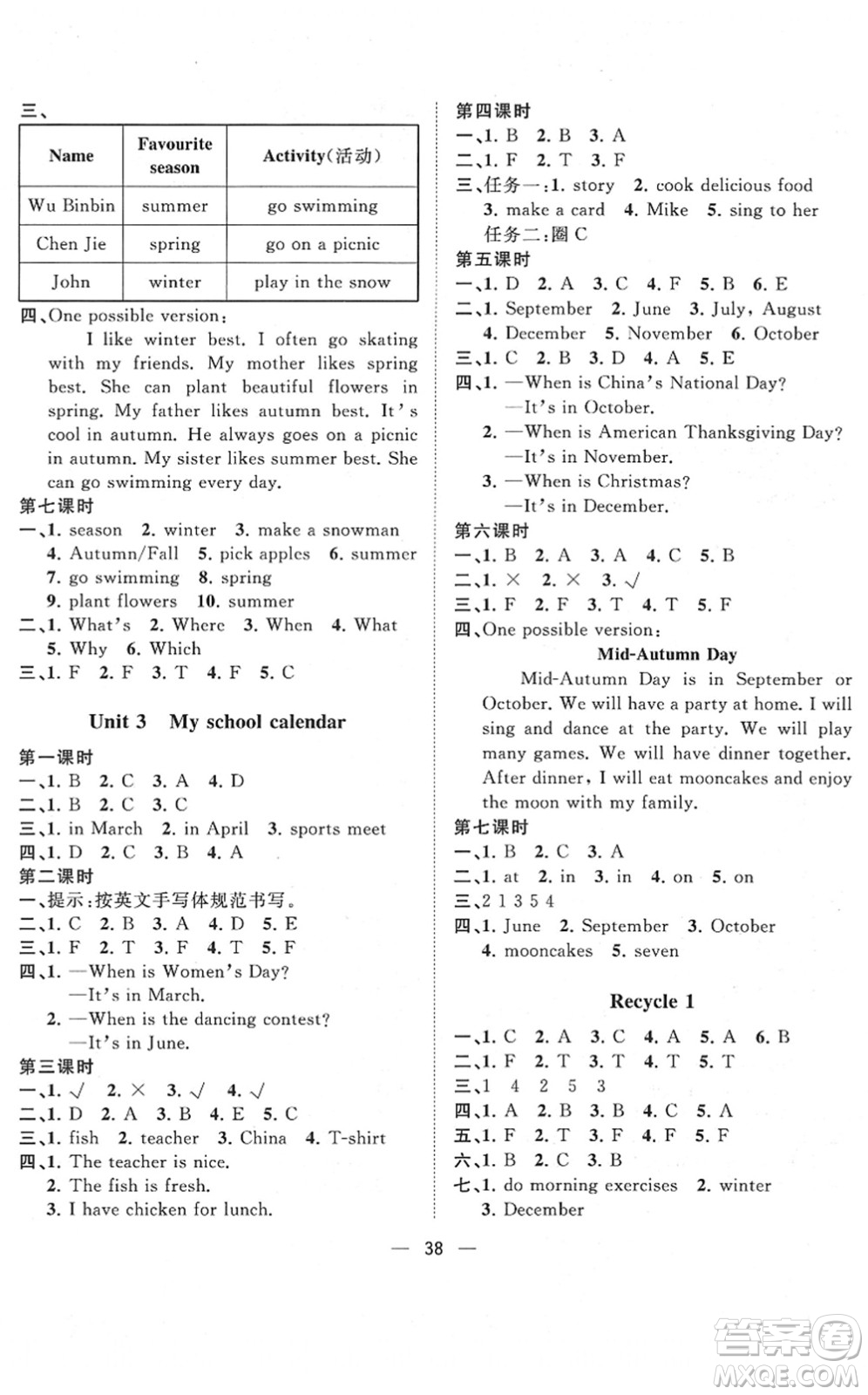 廣西師范大學(xué)出版社2022課堂小作業(yè)五年級(jí)英語(yǔ)下冊(cè)R人教版答案