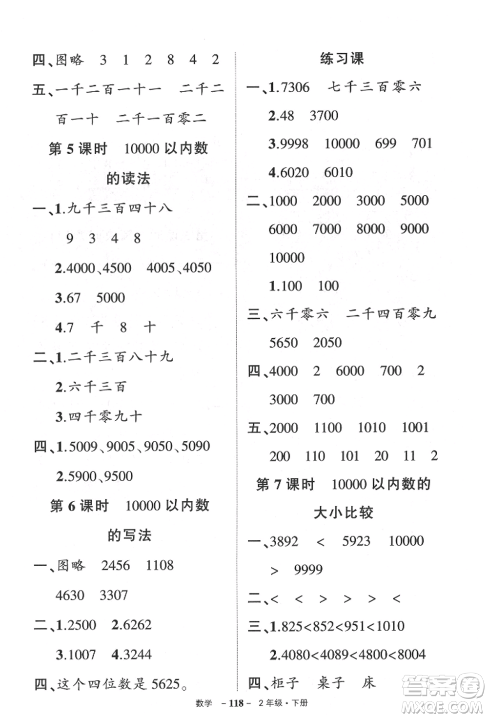 武漢出版社2022狀元成才路創(chuàng)優(yōu)作業(yè)100分二年級(jí)下冊(cè)數(shù)學(xué)人教版參考答案