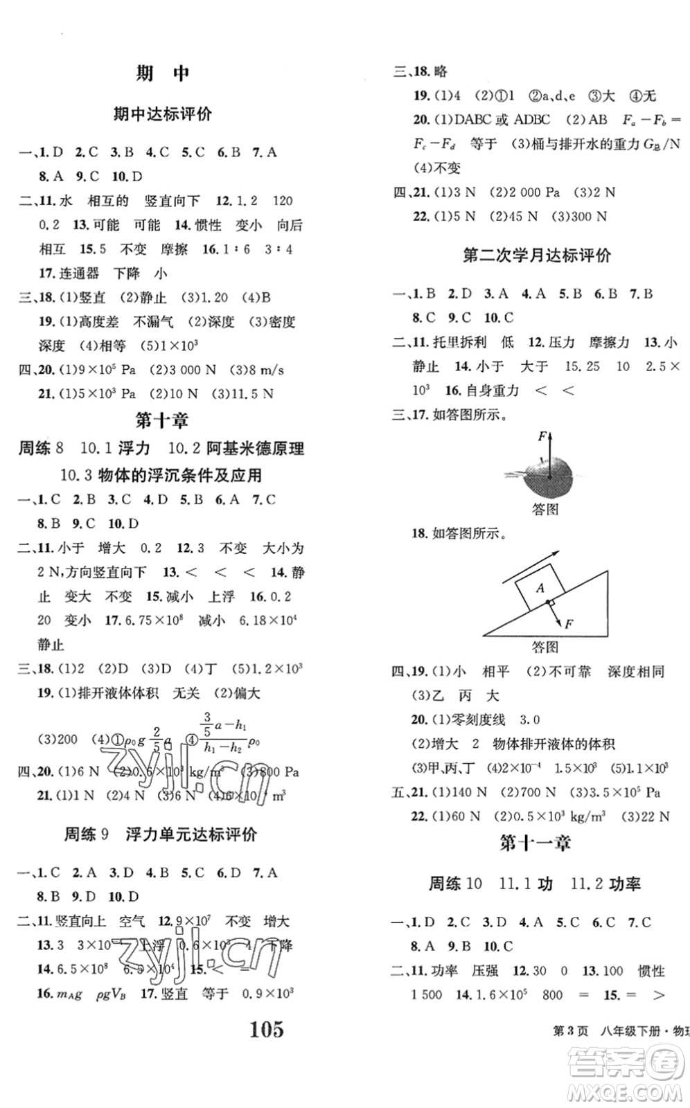 北京時(shí)代華文書局2022全程檢測(cè)卷學(xué)業(yè)達(dá)標(biāo)評(píng)價(jià)八年級(jí)物理下冊(cè)RJ人教版答案