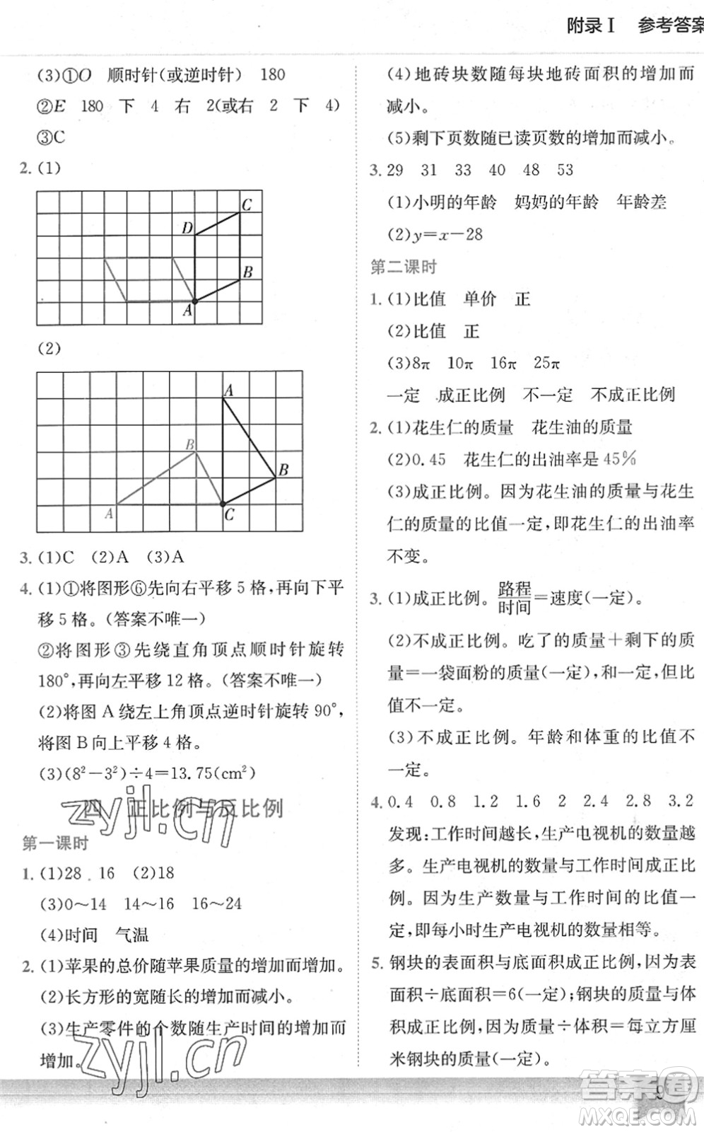 龍門書局2022黃岡小狀元作業(yè)本六年級數(shù)學(xué)下冊BS北師版答案