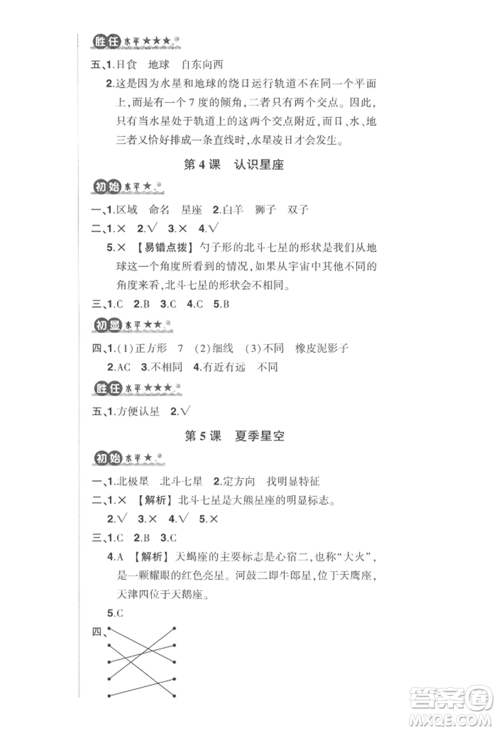武漢出版社2022狀元成才路創(chuàng)優(yōu)作業(yè)100分六年級下冊科學(xué)教科版參考答案