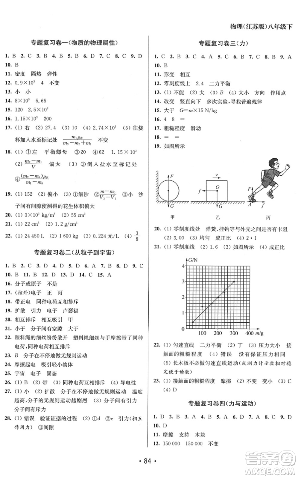 江蘇鳳凰美術(shù)出版社2022成長空間全程跟蹤測試卷八年級物理下冊江蘇版答案
