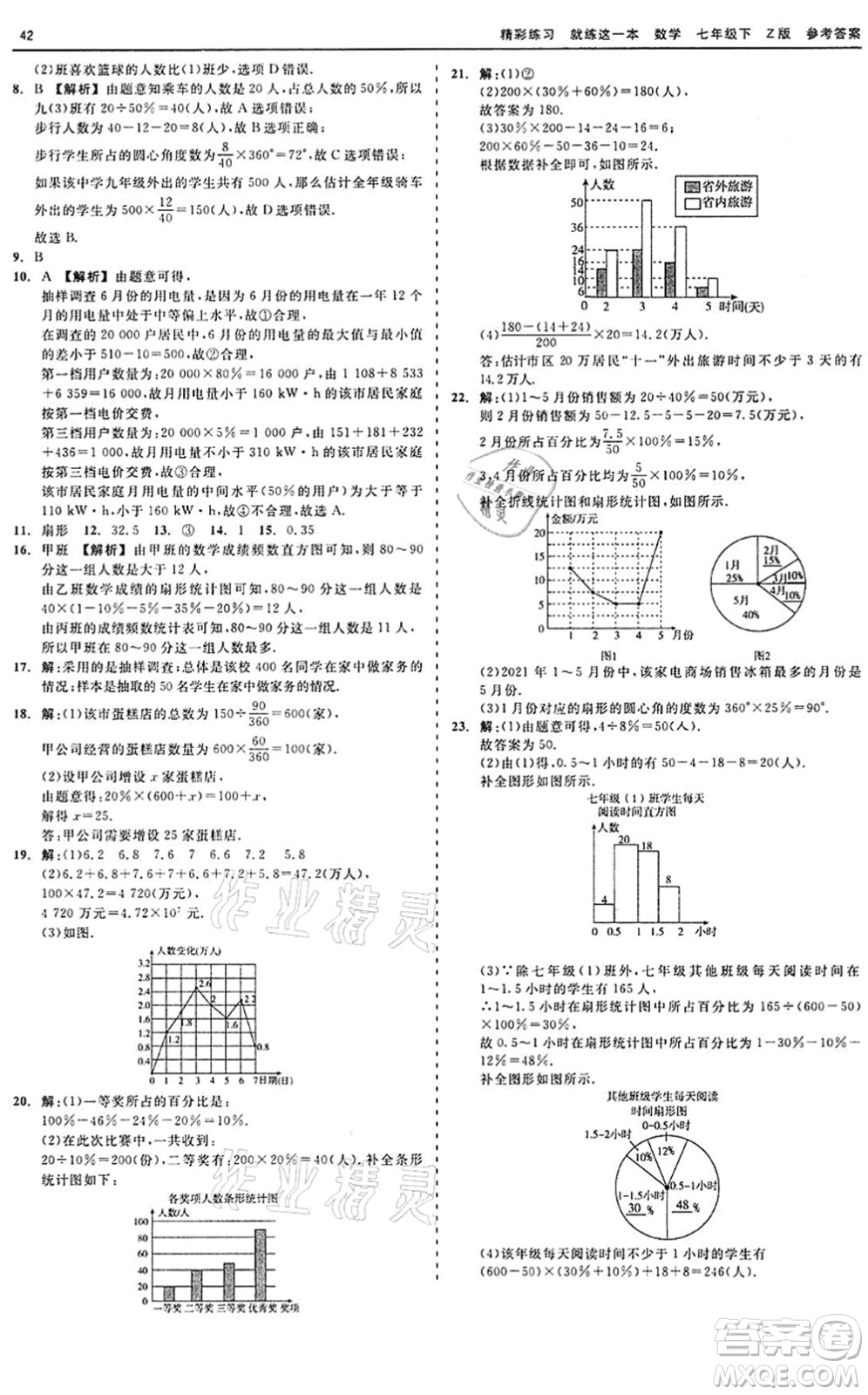 浙江工商大學(xué)出版社2022精彩練習(xí)就練這一本七年級(jí)數(shù)學(xué)下冊(cè)Z浙教版答案