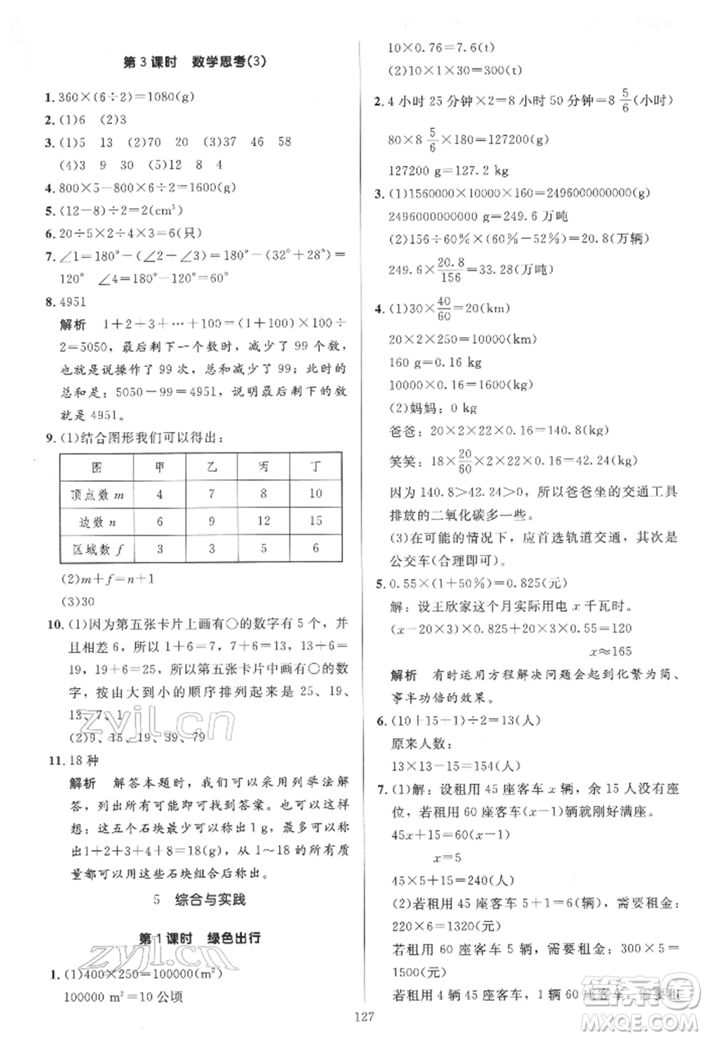二十一世紀(jì)出版社集團(tuán)2022多A課堂課時(shí)廣東作業(yè)本六年級(jí)下冊(cè)數(shù)學(xué)人教版參考答案