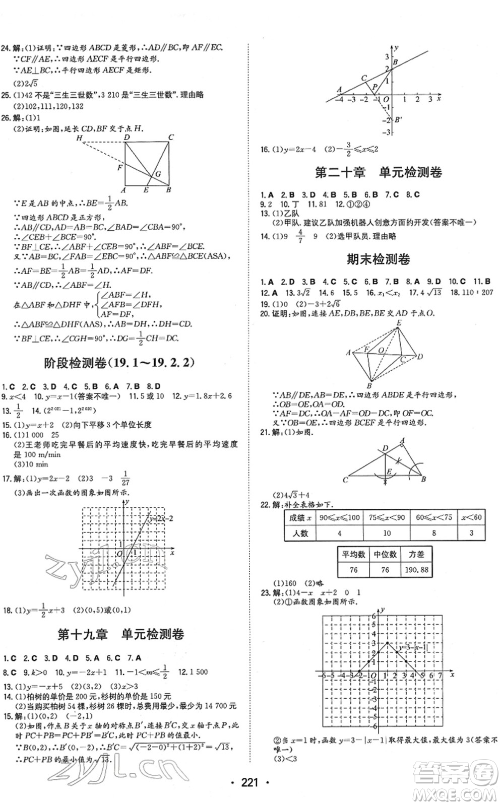 湖南教育出版社2022一本同步訓(xùn)練八年級(jí)數(shù)學(xué)下冊(cè)RJ人教版重慶專版答案