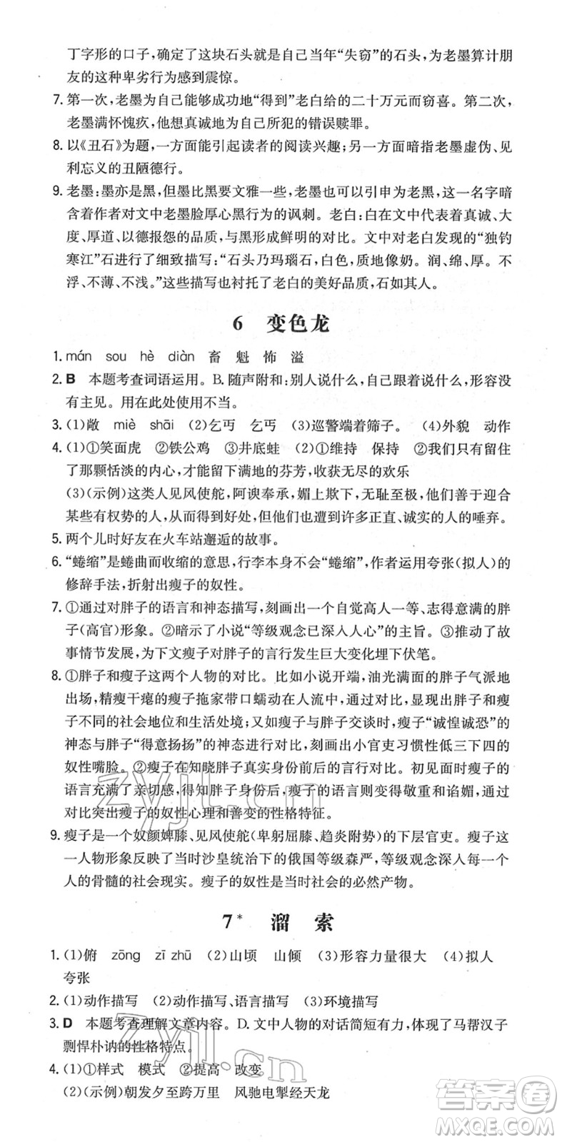 湖南教育出版社2022一本同步訓(xùn)練九年級語文下冊RJ人教版安徽專版答案