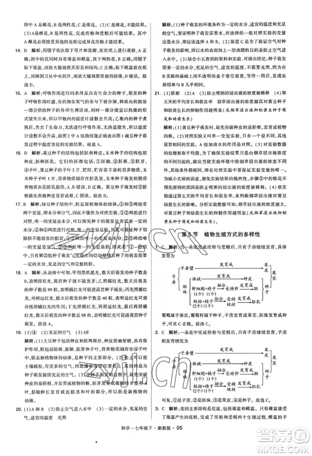 寧夏人民教育出版社2022經(jīng)綸學典學霸題中題七年級下冊科學浙教版參考答案