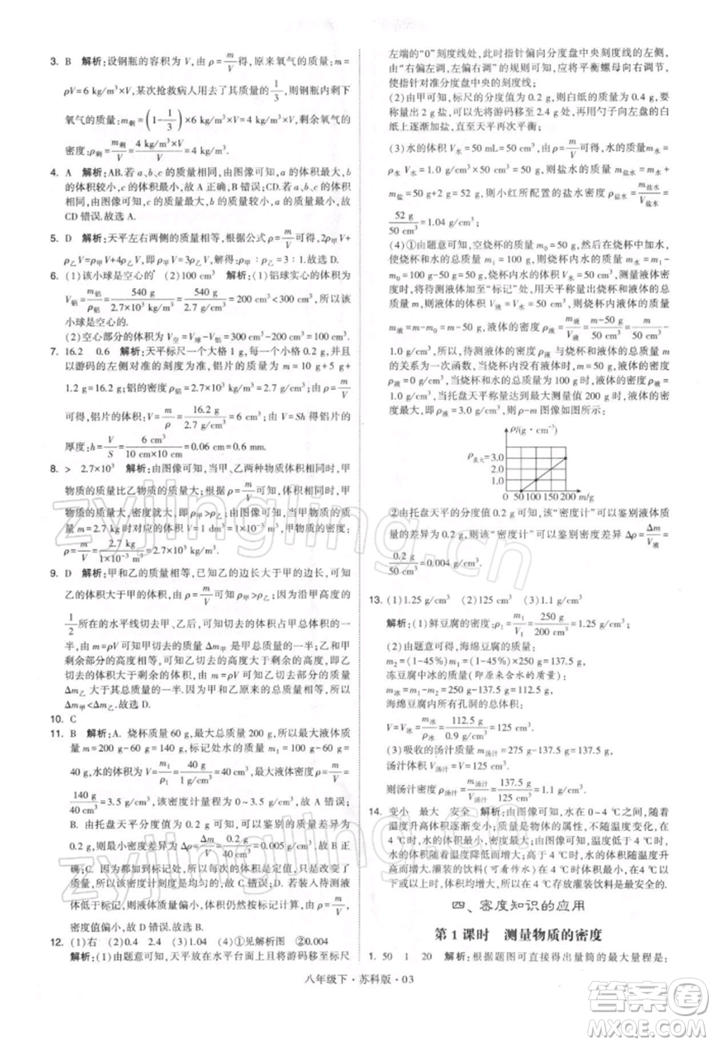 新疆少年兒童出版社2022學(xué)霸題中題八年級下冊物理蘇科版參考答案