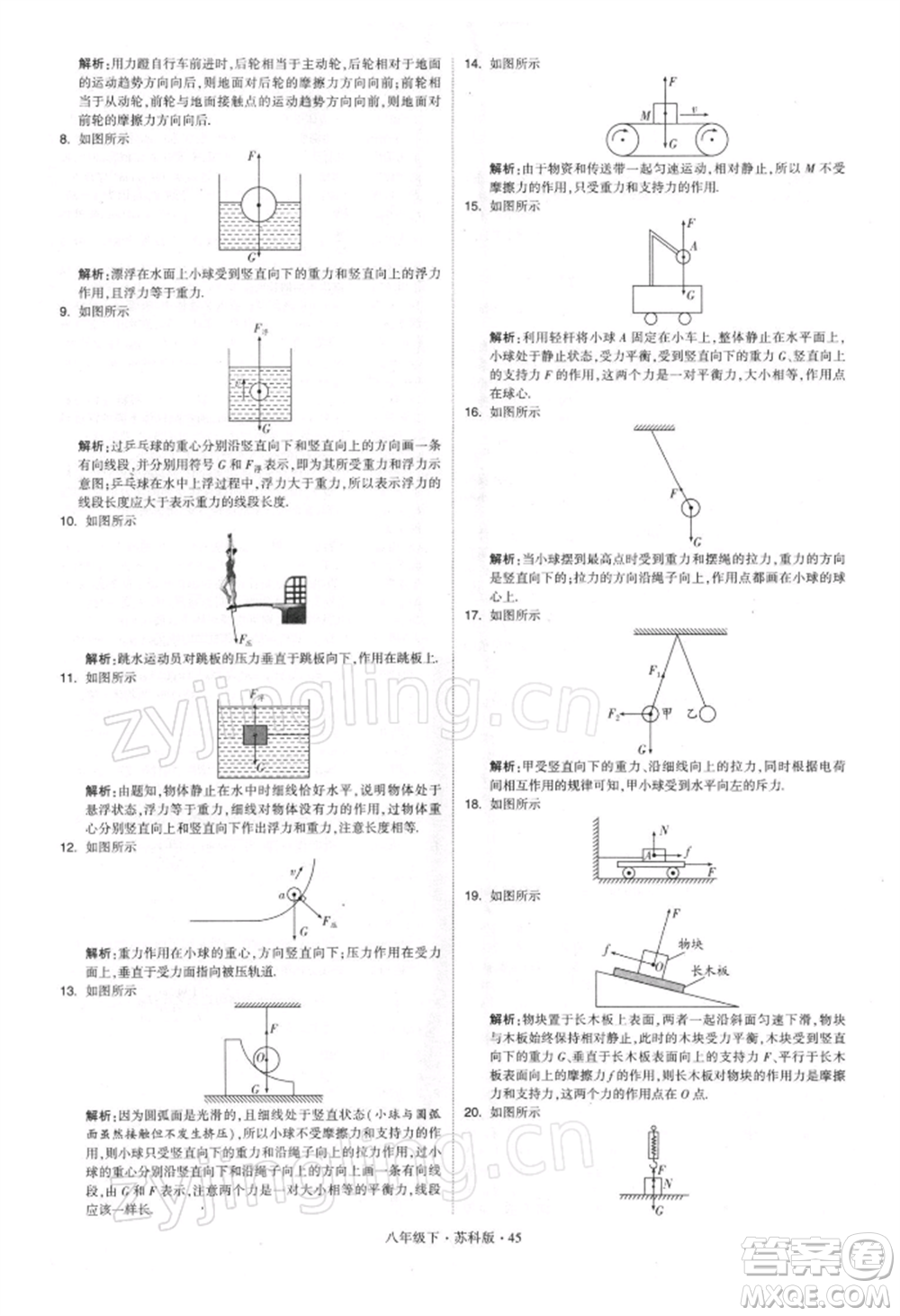 新疆少年兒童出版社2022學(xué)霸題中題八年級下冊物理蘇科版參考答案