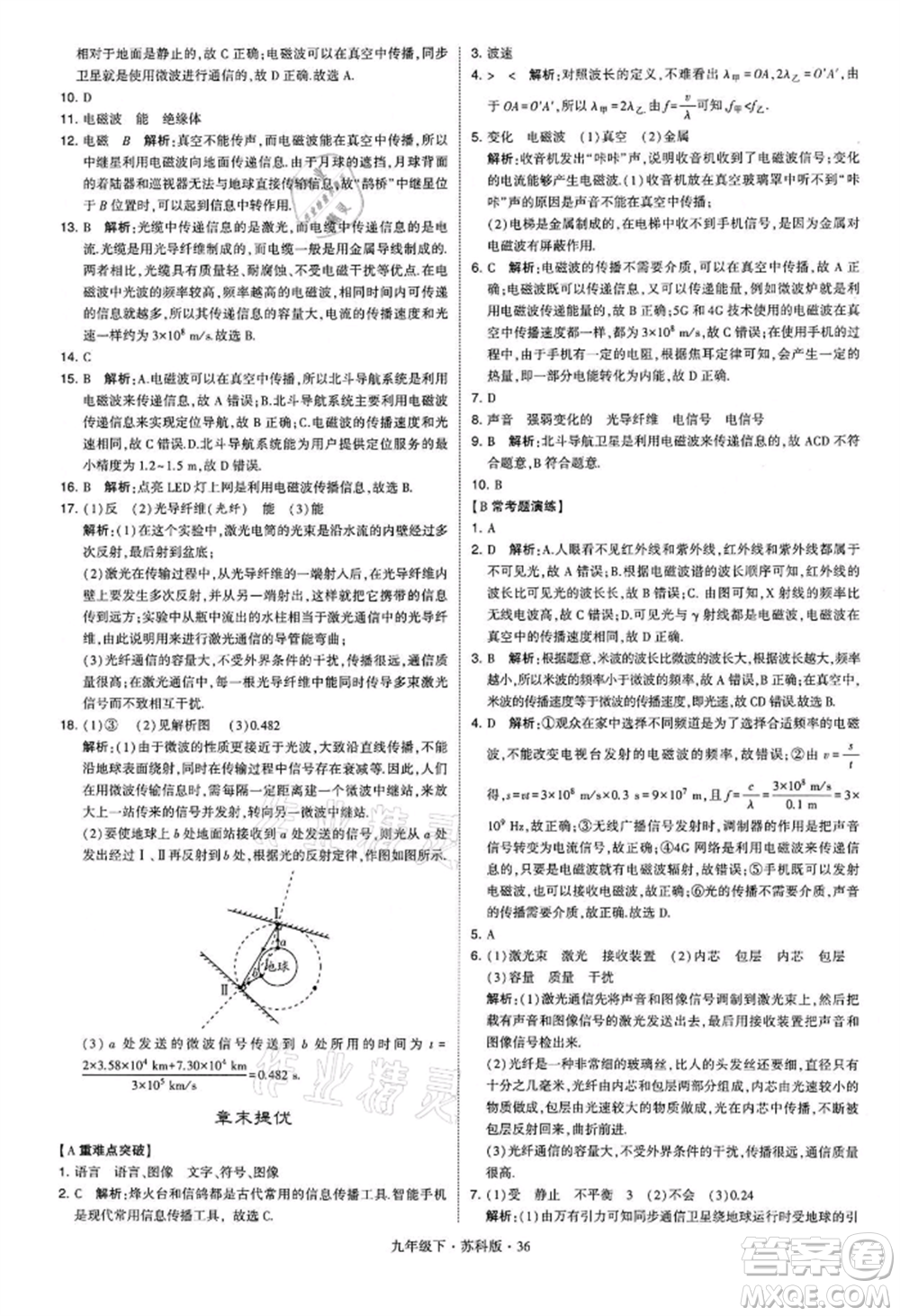 新疆少年兒童出版社2022學(xué)霸題中題九年級下冊物理蘇科版參考答案