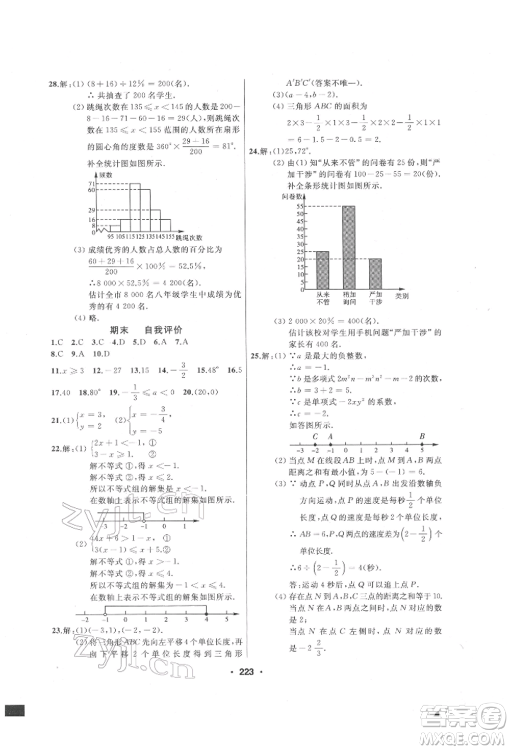 延邊人民出版社2022試題優(yōu)化課堂同步七年級(jí)下冊(cè)數(shù)學(xué)人教版參考答案