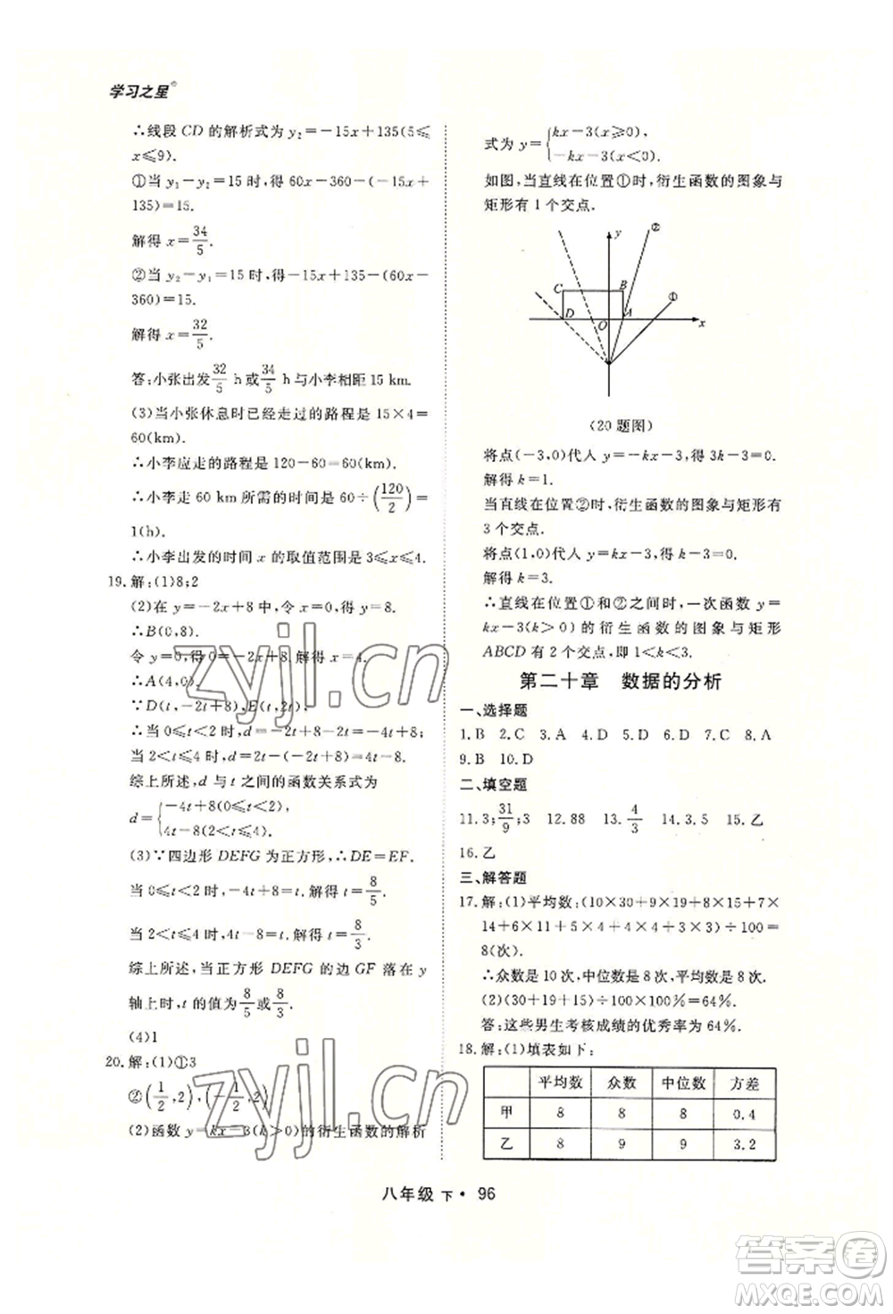 沈陽出版社2022博師在線八年級(jí)下冊數(shù)學(xué)人教版大連專版參考答案