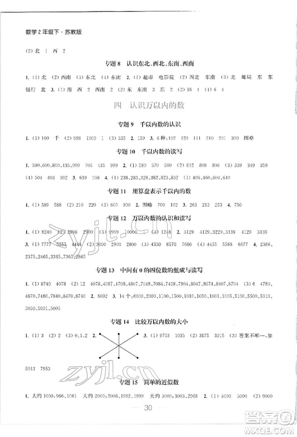 北方婦女兒童出版社2022金色課堂課時作業(yè)本二年級數(shù)學(xué)下冊江蘇版提優(yōu)版參考答案