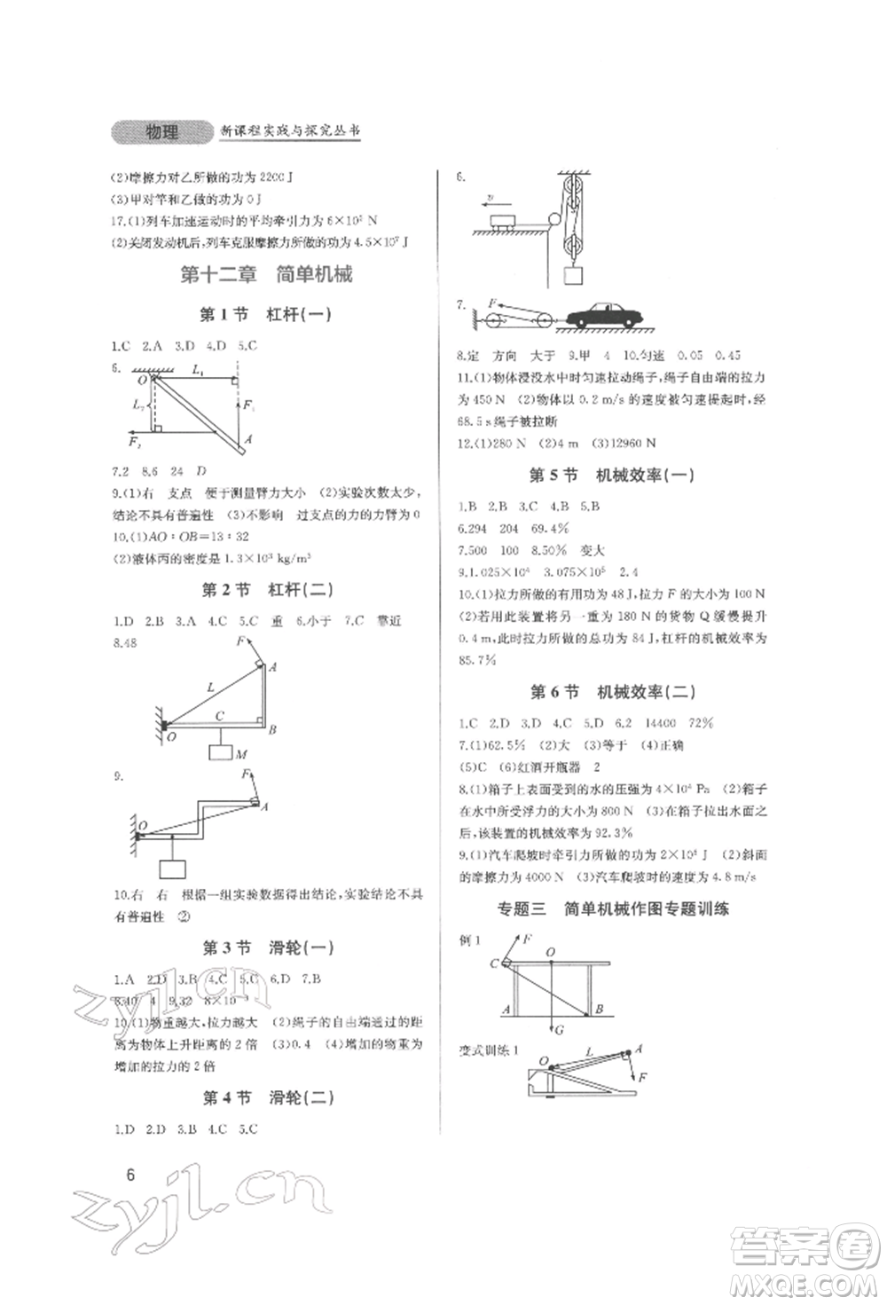 四川教育出版社2022新課程實(shí)踐與探究叢書八年級(jí)下冊(cè)物理人教版參考答案