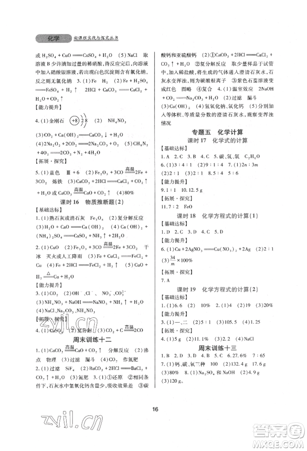 四川教育出版社2022新課程實踐與探究叢書九年級下冊化學(xué)人教版參考答案