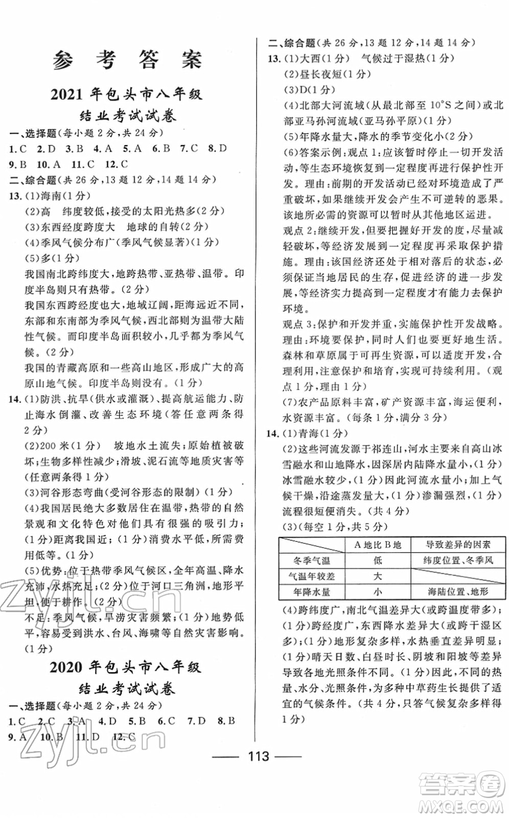 河北少年兒童出版社2022奪冠百分百內(nèi)蒙古中考試題調(diào)研九年級地理人教版答案