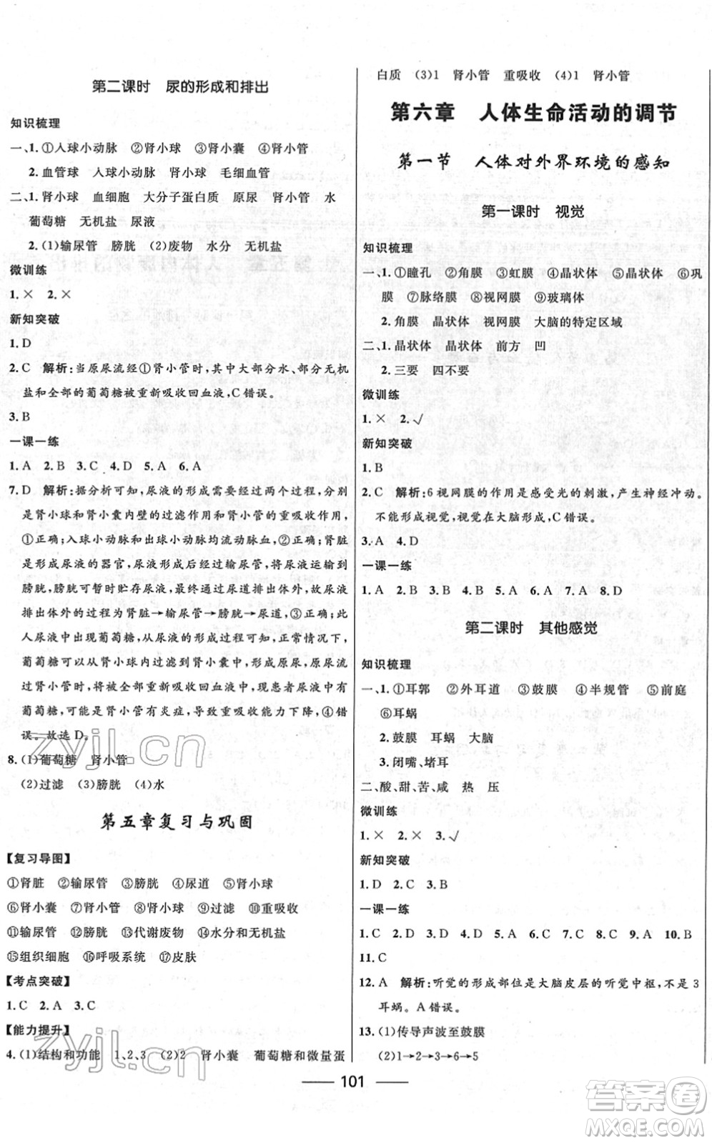 河北少年兒童出版社2022奪冠百分百新導(dǎo)學(xué)課時(shí)練七年級(jí)生物下冊(cè)人教版云南專版答案