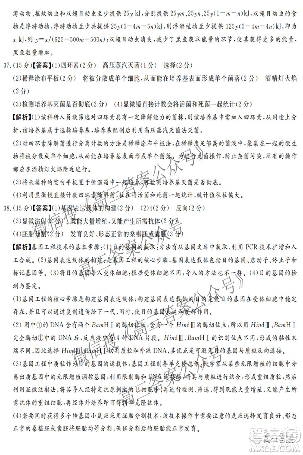 2022年5月湘豫名校聯(lián)考高三理科綜合試題及答案