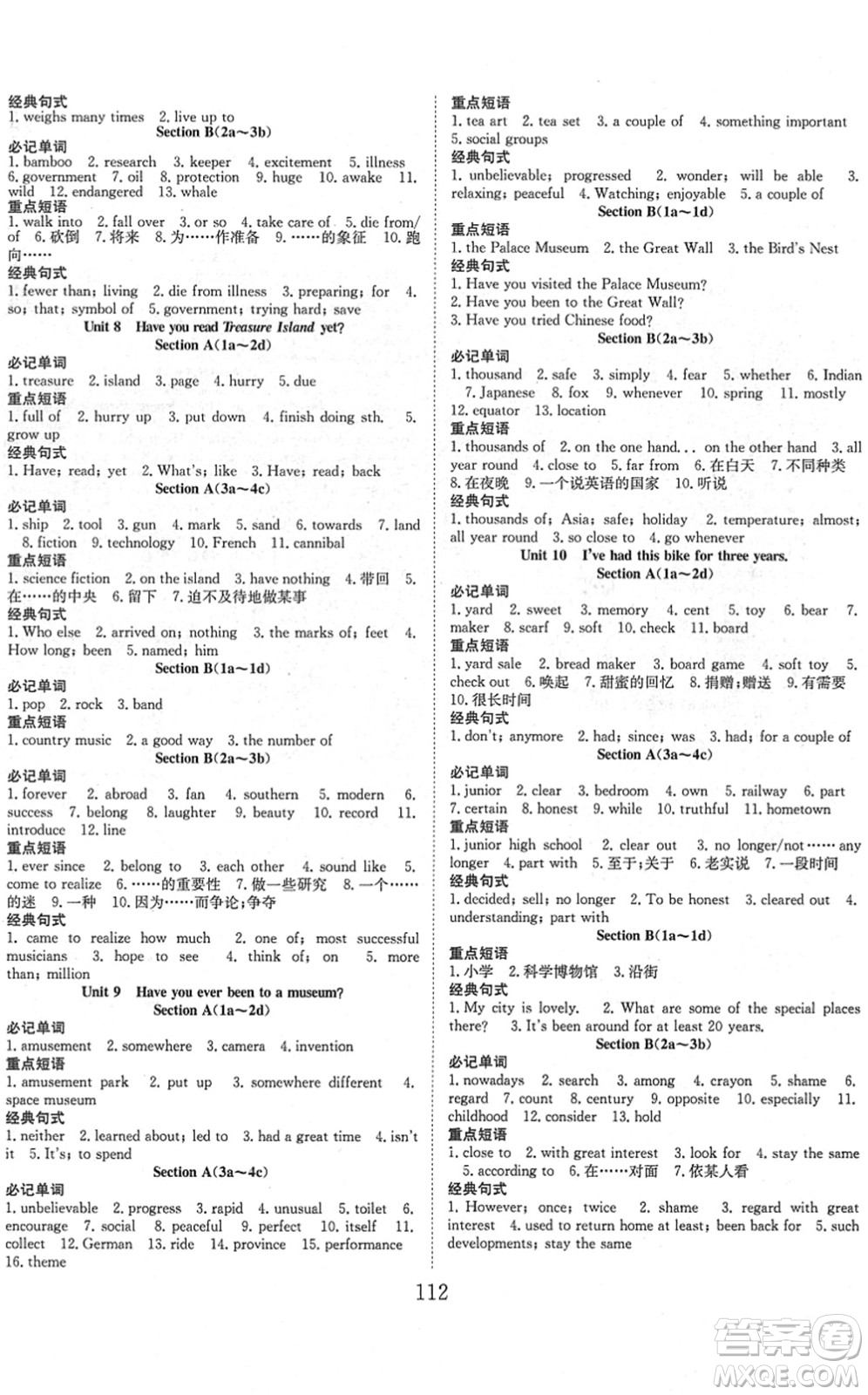 合肥工業(yè)大學(xué)出版社2022七天學(xué)案學(xué)練考八年級英語下冊RJ人教版答案