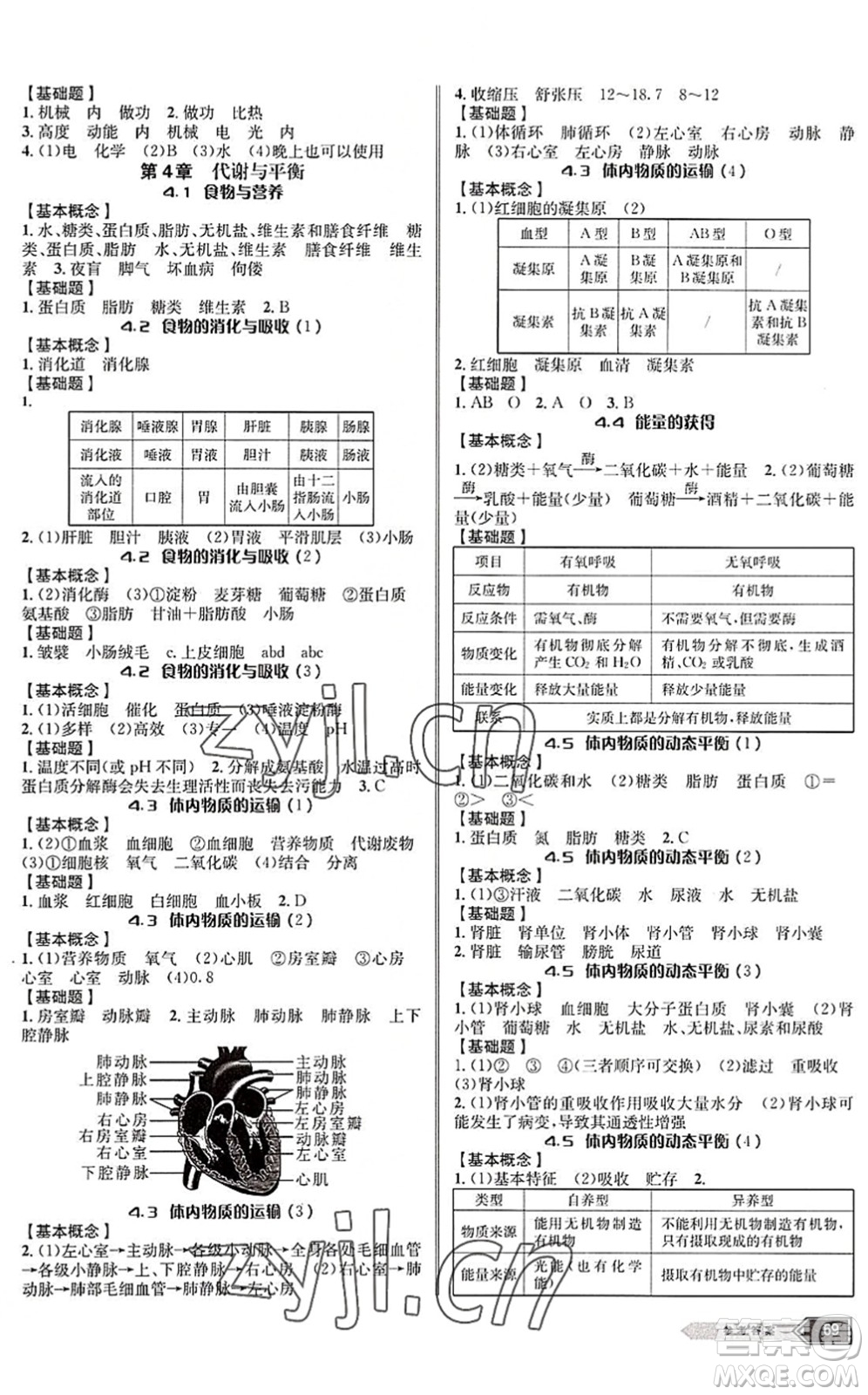 云南科技出版社2022名師金典BFB初中課時優(yōu)化九年級科學(xué)全一冊浙教版答案