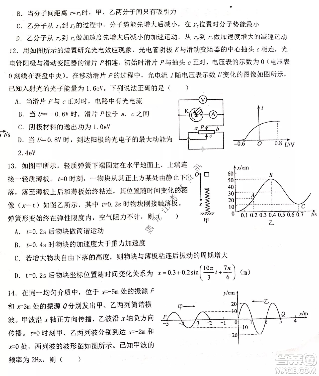大慶實(shí)驗(yàn)中學(xué)實(shí)驗(yàn)一部2020級(jí)高二下學(xué)期期中考試物理試題及答案