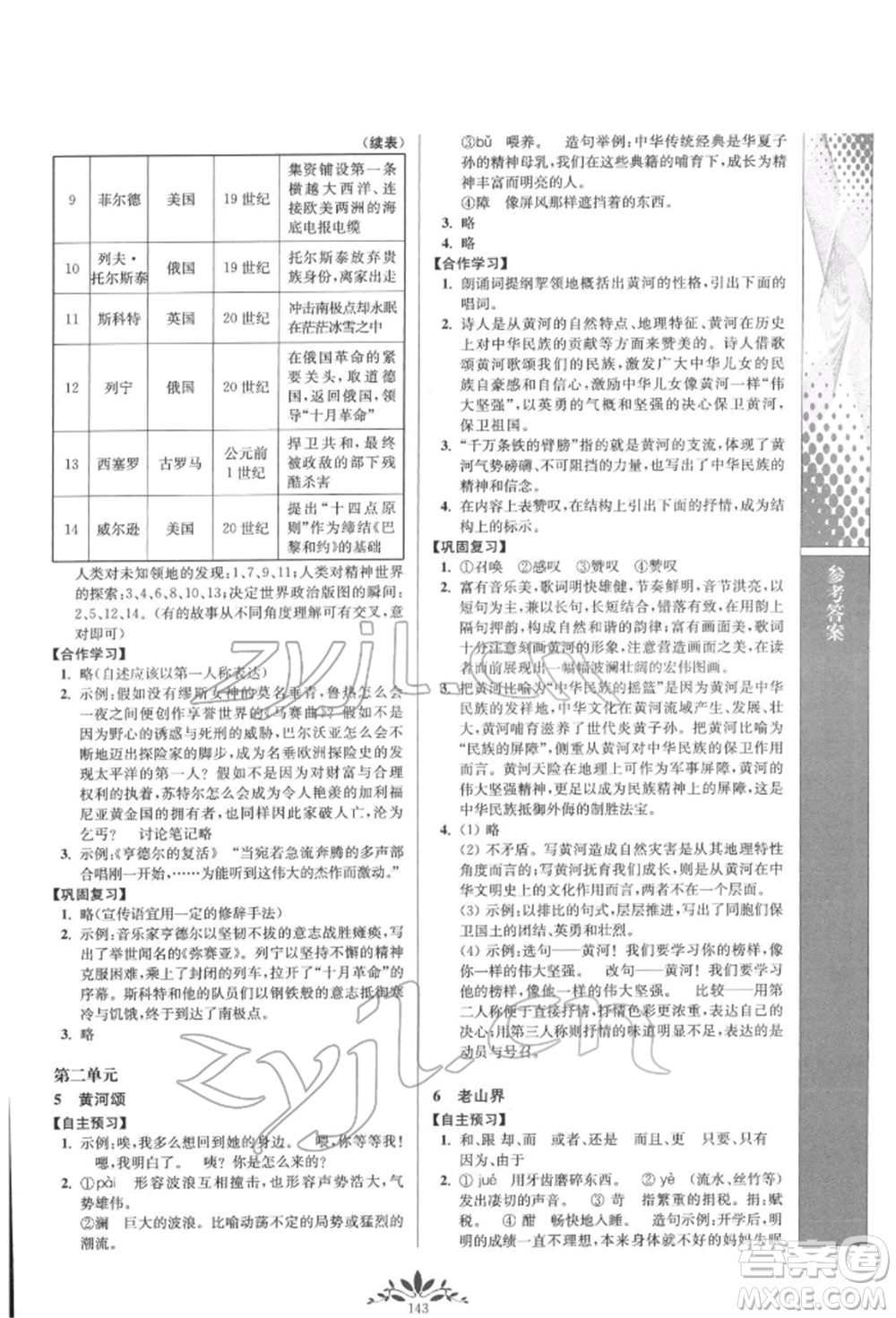 南京師范大學(xué)出版社2022新課程自主學(xué)習(xí)與測(cè)評(píng)七年級(jí)下冊(cè)語(yǔ)文人教版參考答案