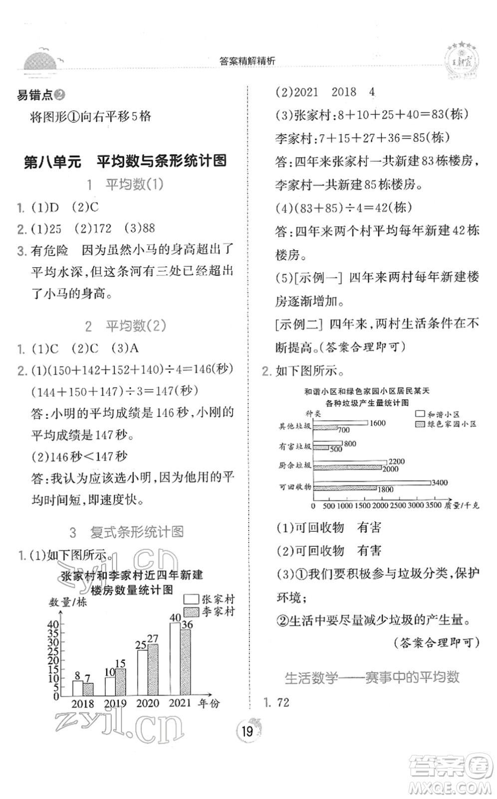 江西人民出版社2022王朝霞德才兼?zhèn)渥鳂I(yè)創(chuàng)新設計四年級數(shù)學下冊RJ人教版答案