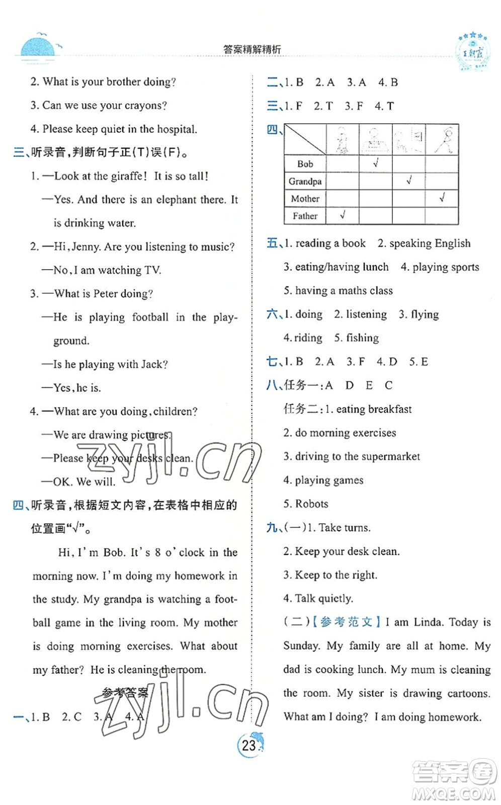 江西人民出版社2022王朝霞德才兼?zhèn)渥鳂I(yè)創(chuàng)新設(shè)計五年級英語下冊PEP版答案