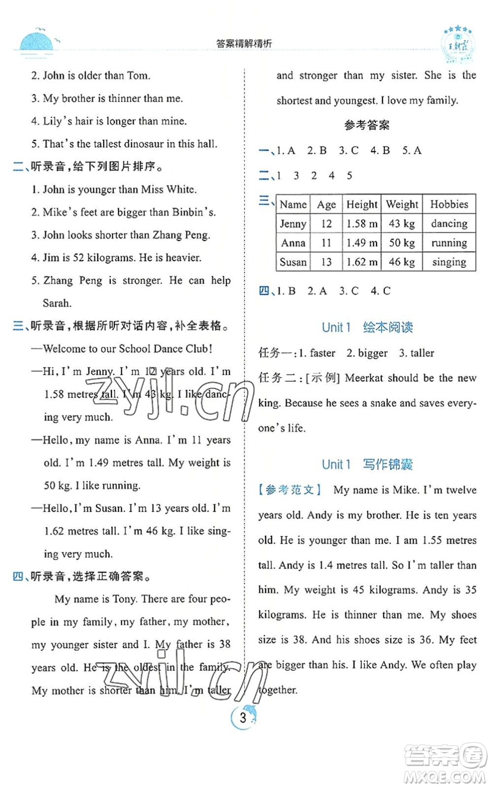 江西人民出版社2022王朝霞德才兼?zhèn)渥鳂I(yè)創(chuàng)新設(shè)計(jì)六年級(jí)英語(yǔ)下冊(cè)PEP版答案