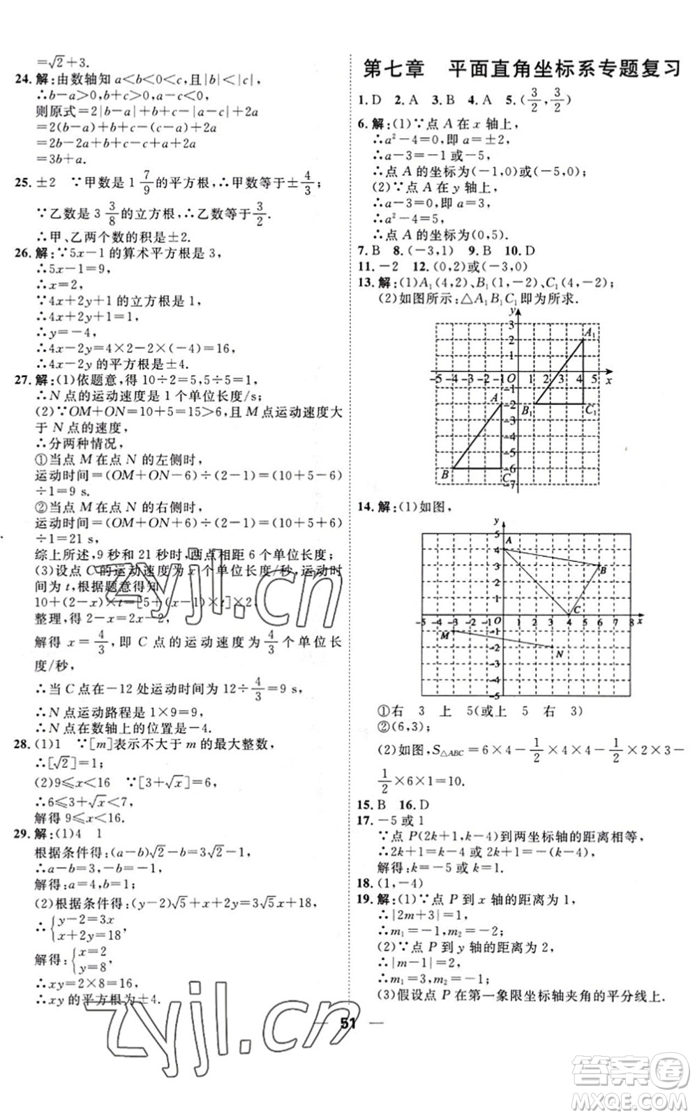 天津人民出版社2022一飛沖天小復(fù)習(xí)七年級(jí)數(shù)學(xué)下冊(cè)人教版答案