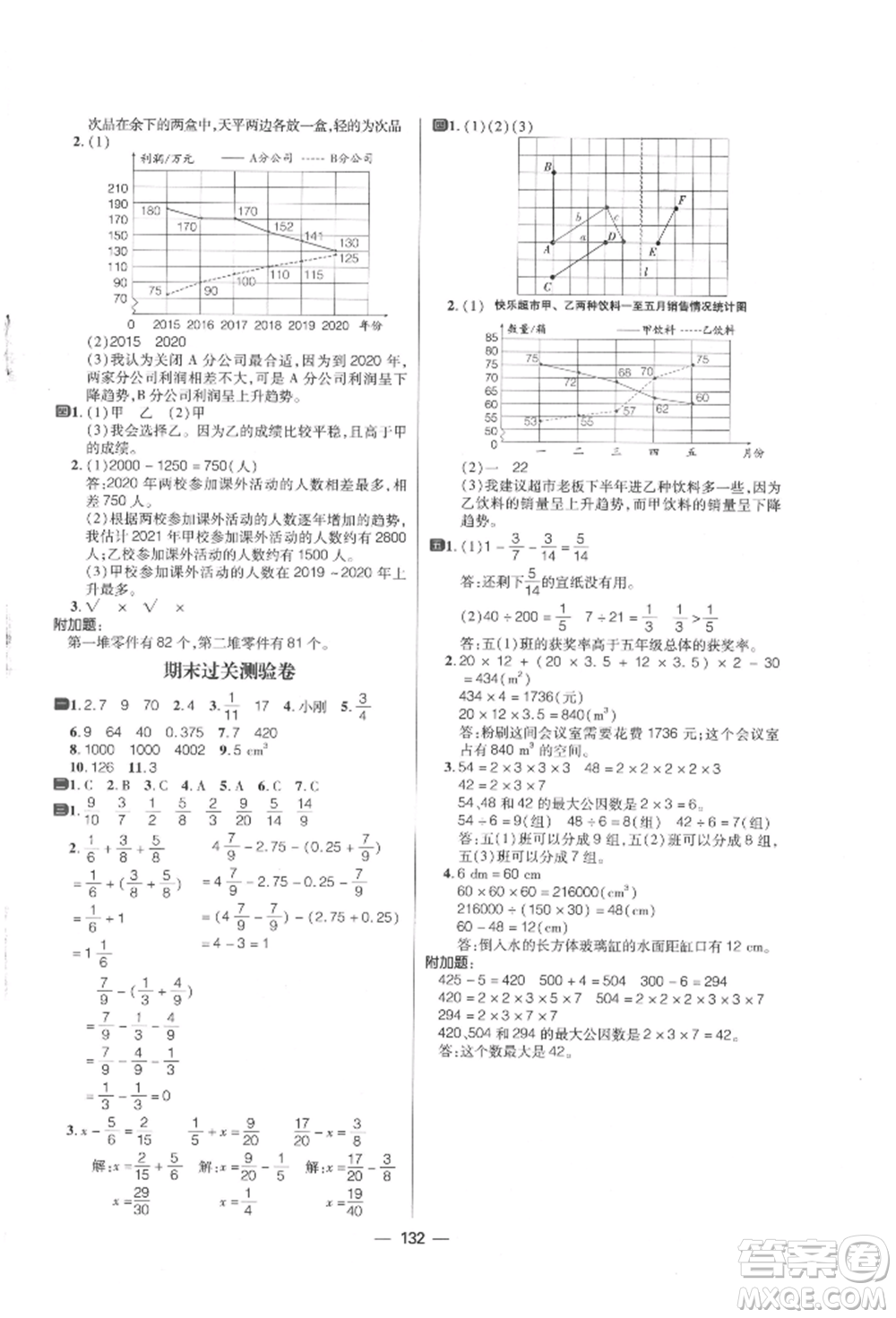 南方出版社2022練出好成績(jī)五年級(jí)下冊(cè)數(shù)學(xué)人教版參考答案