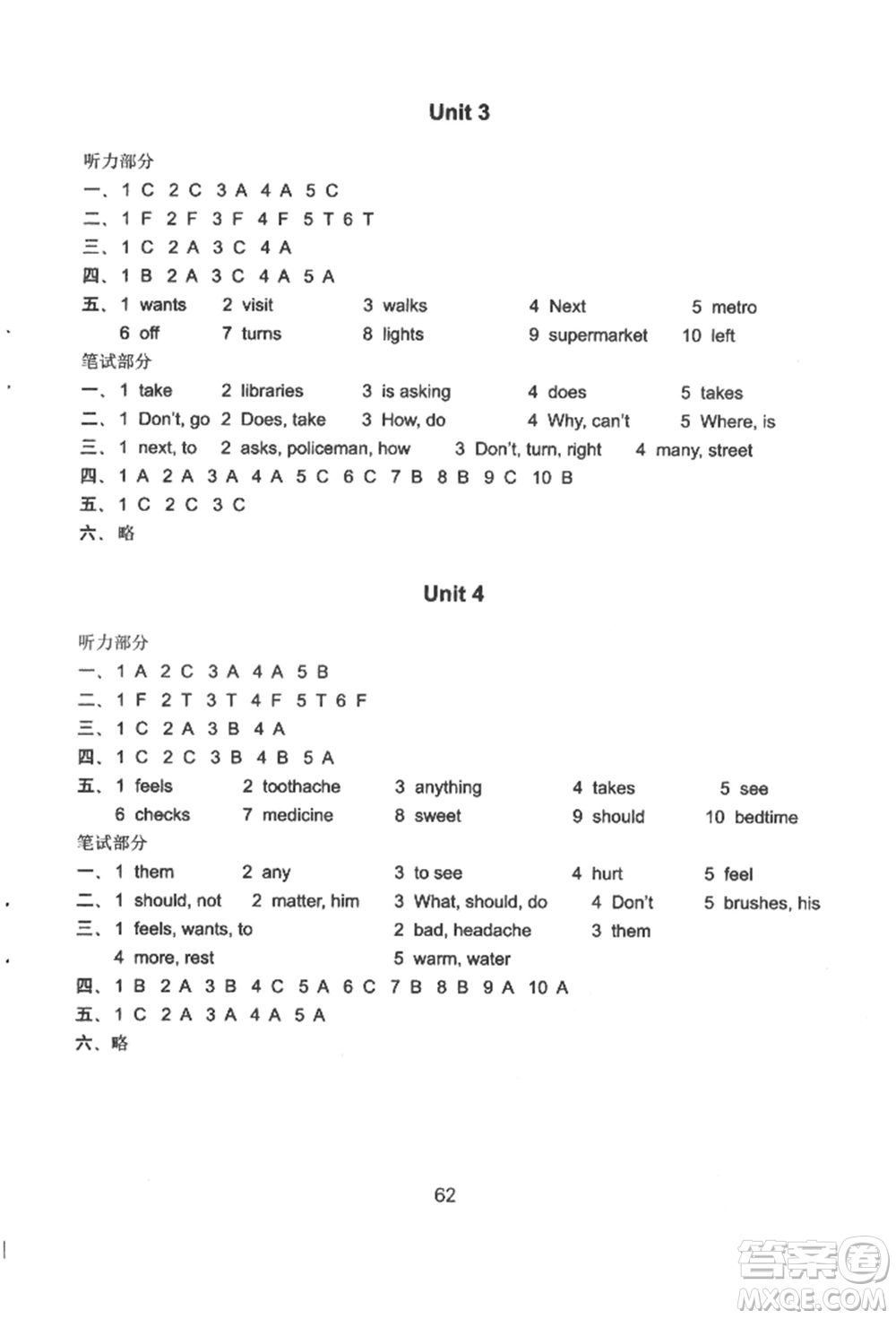 譯林出版社2022課課練小學(xué)英語(yǔ)活頁(yè)卷六年級(jí)下冊(cè)通用版參考答案