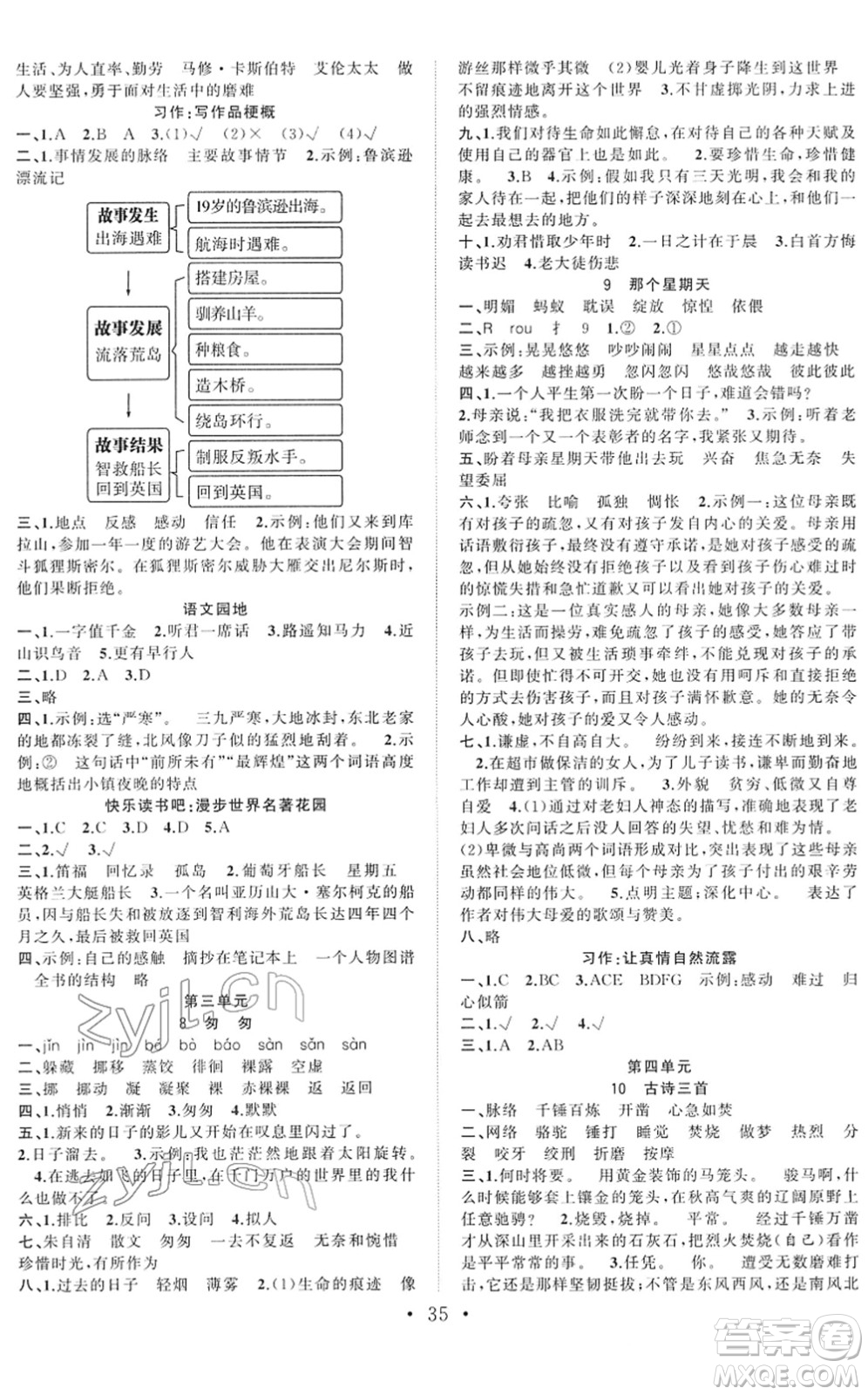 合肥工業(yè)大學(xué)出版社2022全頻道課時(shí)作業(yè)六年級(jí)語文下冊(cè)人教版答案