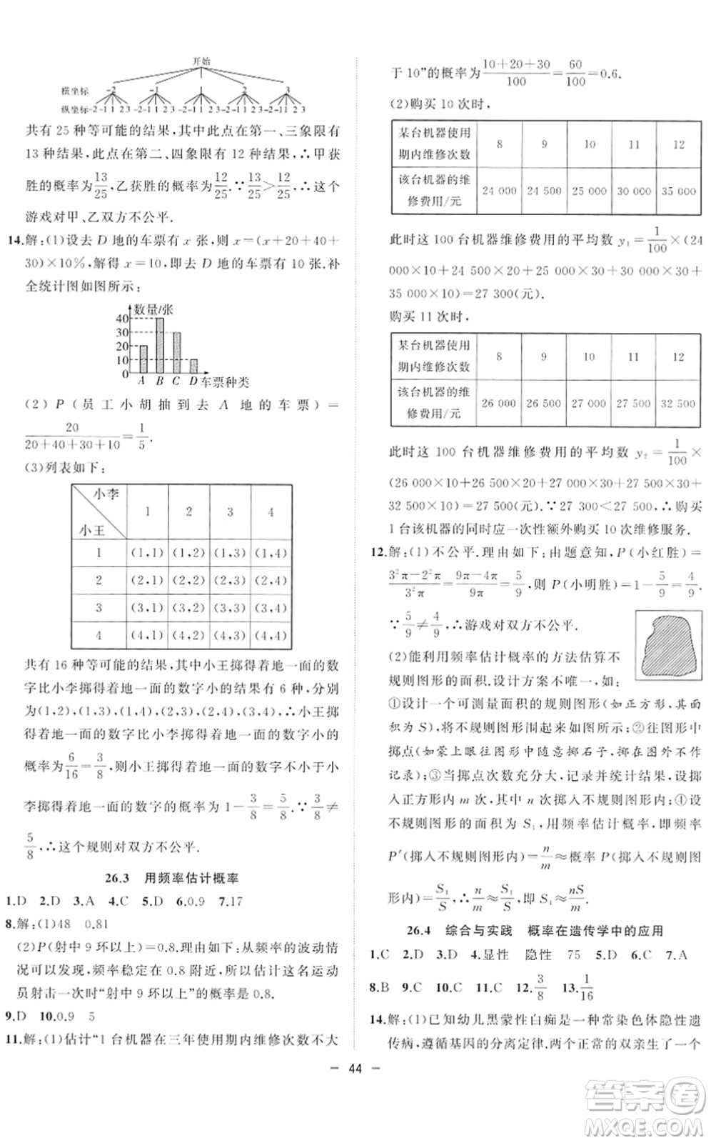 合肥工業(yè)大學(xué)出版社2022全頻道課時(shí)作業(yè)九年級(jí)數(shù)學(xué)下冊(cè)HK滬科版答案