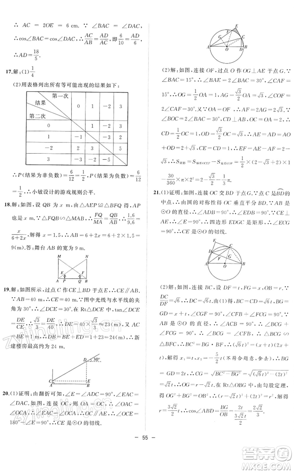 合肥工業(yè)大學(xué)出版社2022全頻道課時(shí)作業(yè)九年級(jí)數(shù)學(xué)下冊(cè)HK滬科版答案