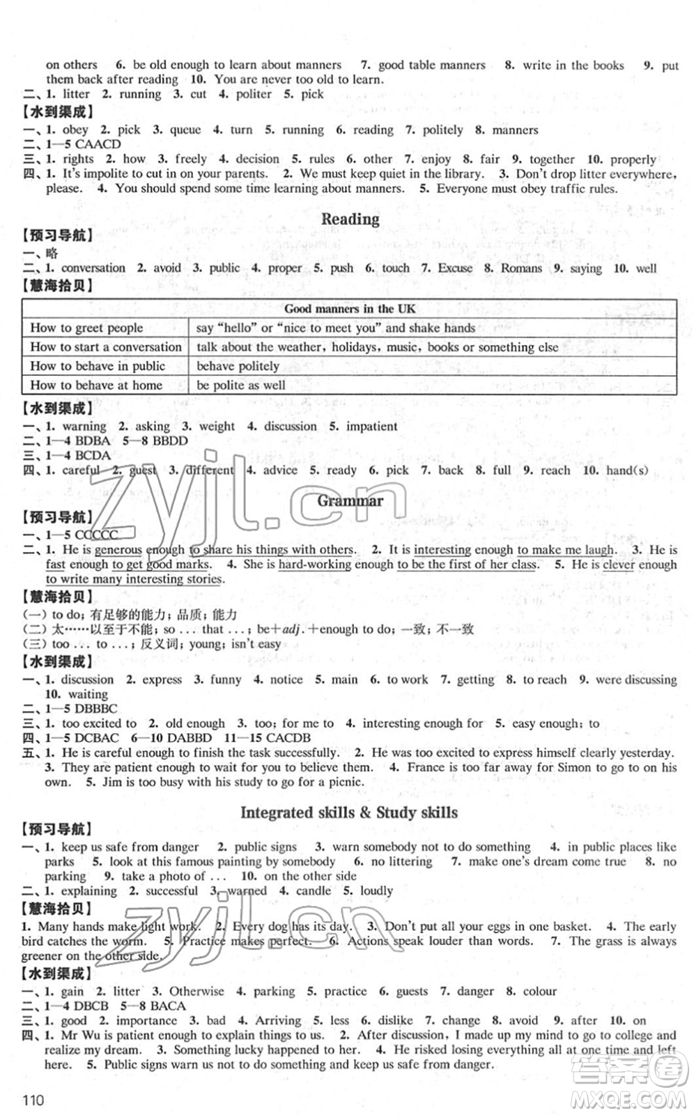 江蘇鳳凰教育出版社2022鳳凰數(shù)字化導學稿八年級英語下冊譯林版答案