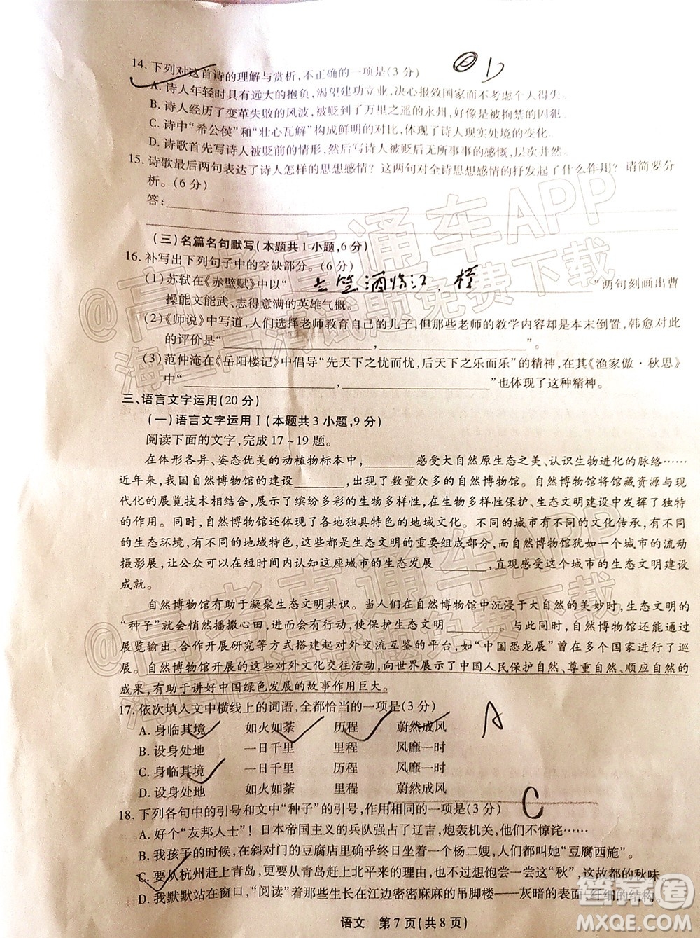 2022智慧上進高三5月高考適應性大練兵語文試題及答案