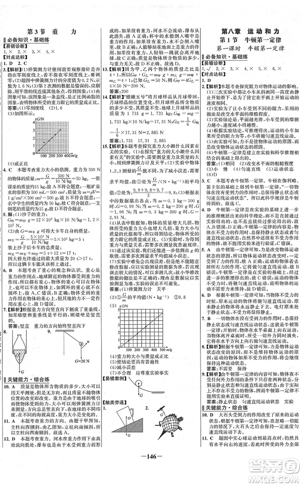 延邊大學(xué)出版社2022世紀(jì)金榜百練百勝八年級物理下冊RJ人教版答案