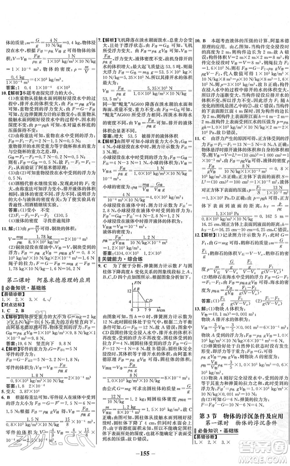 延邊大學(xué)出版社2022世紀(jì)金榜百練百勝八年級物理下冊RJ人教版答案