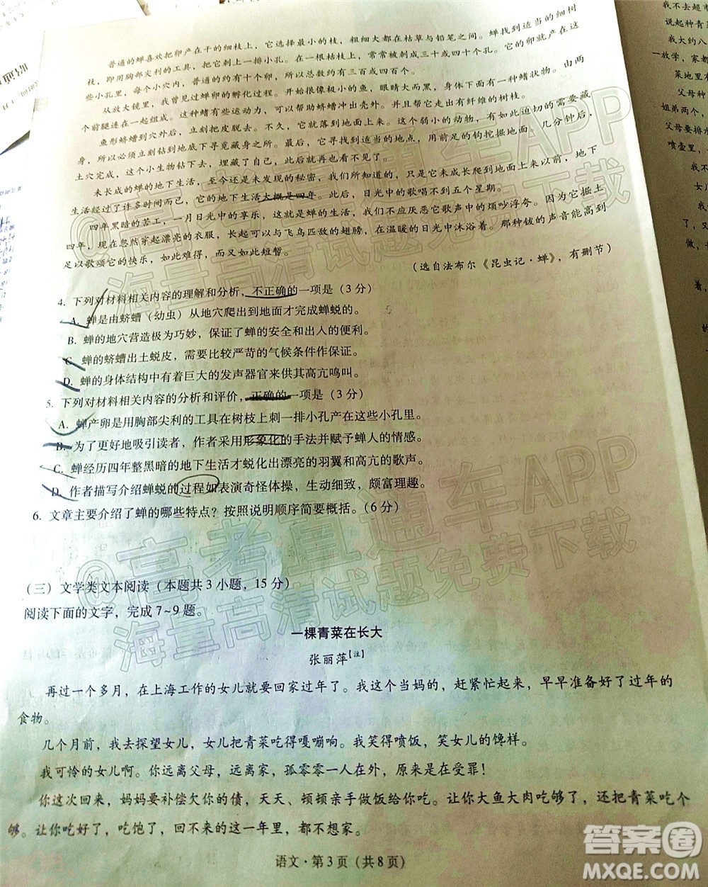 2022屆3+3+3高考備考診斷性聯(lián)考卷三語文試題及答案