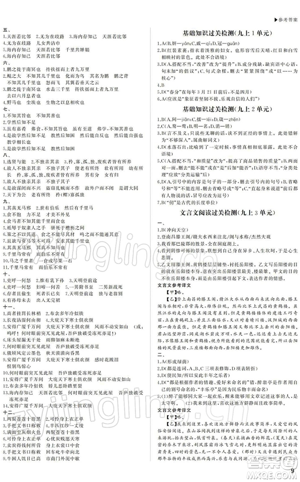 內(nèi)蒙古大學(xué)出版社2022超越中考九年級(jí)語(yǔ)文下冊(cè)人教版答案