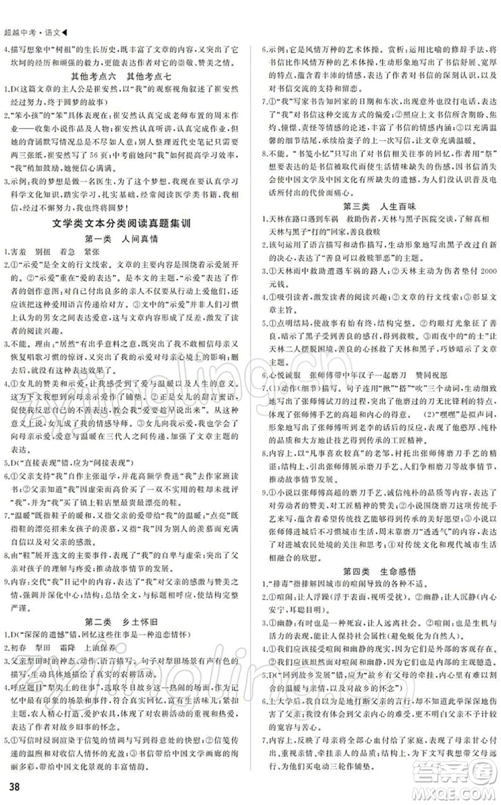 內(nèi)蒙古大學(xué)出版社2022超越中考九年級(jí)語(yǔ)文下冊(cè)人教版答案