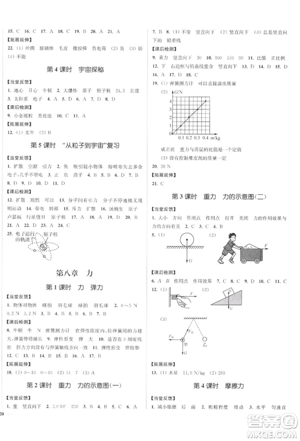 沈陽出版社2022南通小題課時作業(yè)本八年級下冊物理蘇科版參考答案