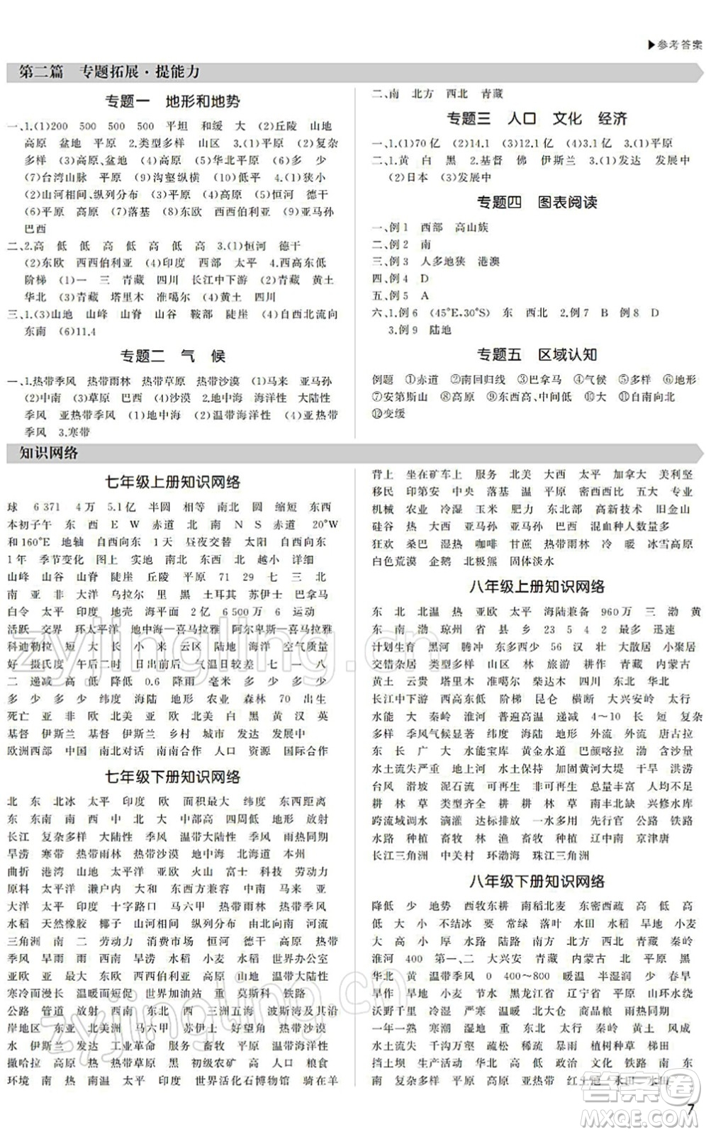 內(nèi)蒙古大學(xué)出版社2022超越中考九年級地理下冊人教版綿陽專版答案