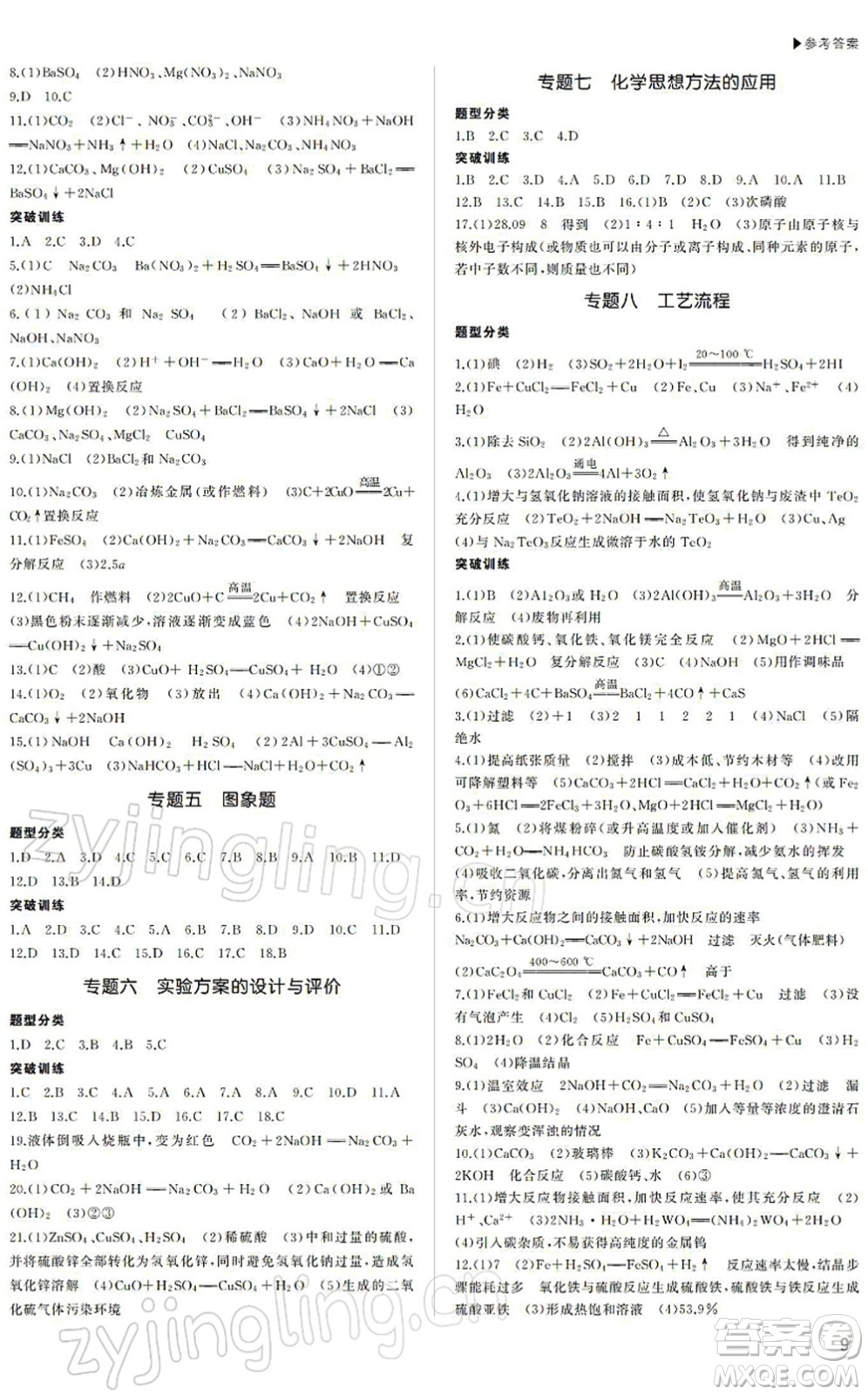 內(nèi)蒙古大學(xué)出版社2022超越中考九年級(jí)化學(xué)下冊(cè)人教版答案