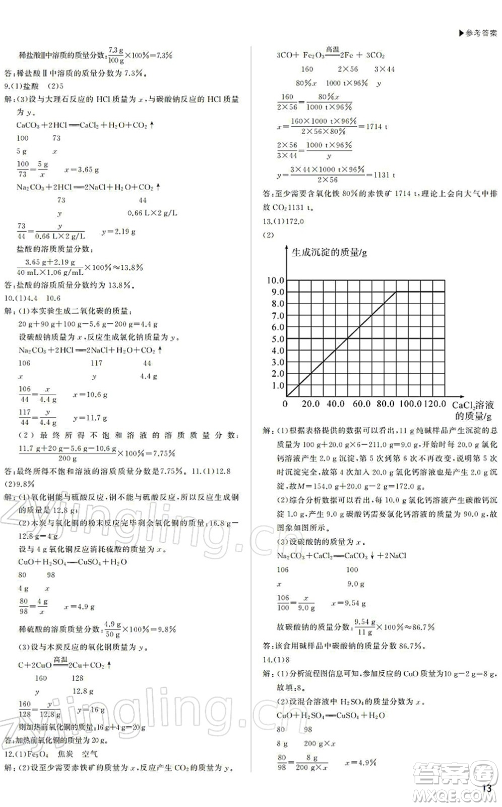 內(nèi)蒙古大學(xué)出版社2022超越中考九年級(jí)化學(xué)下冊(cè)人教版答案