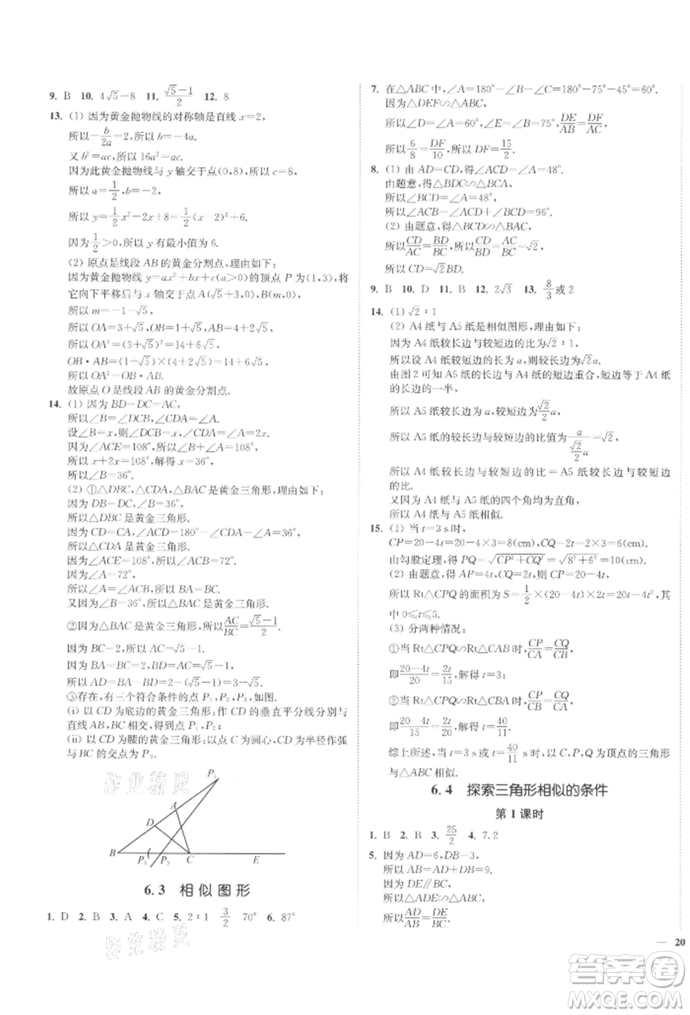 沈陽(yáng)出版社2022南通小題課時(shí)作業(yè)本九年級(jí)下冊(cè)數(shù)學(xué)蘇科版參考答案