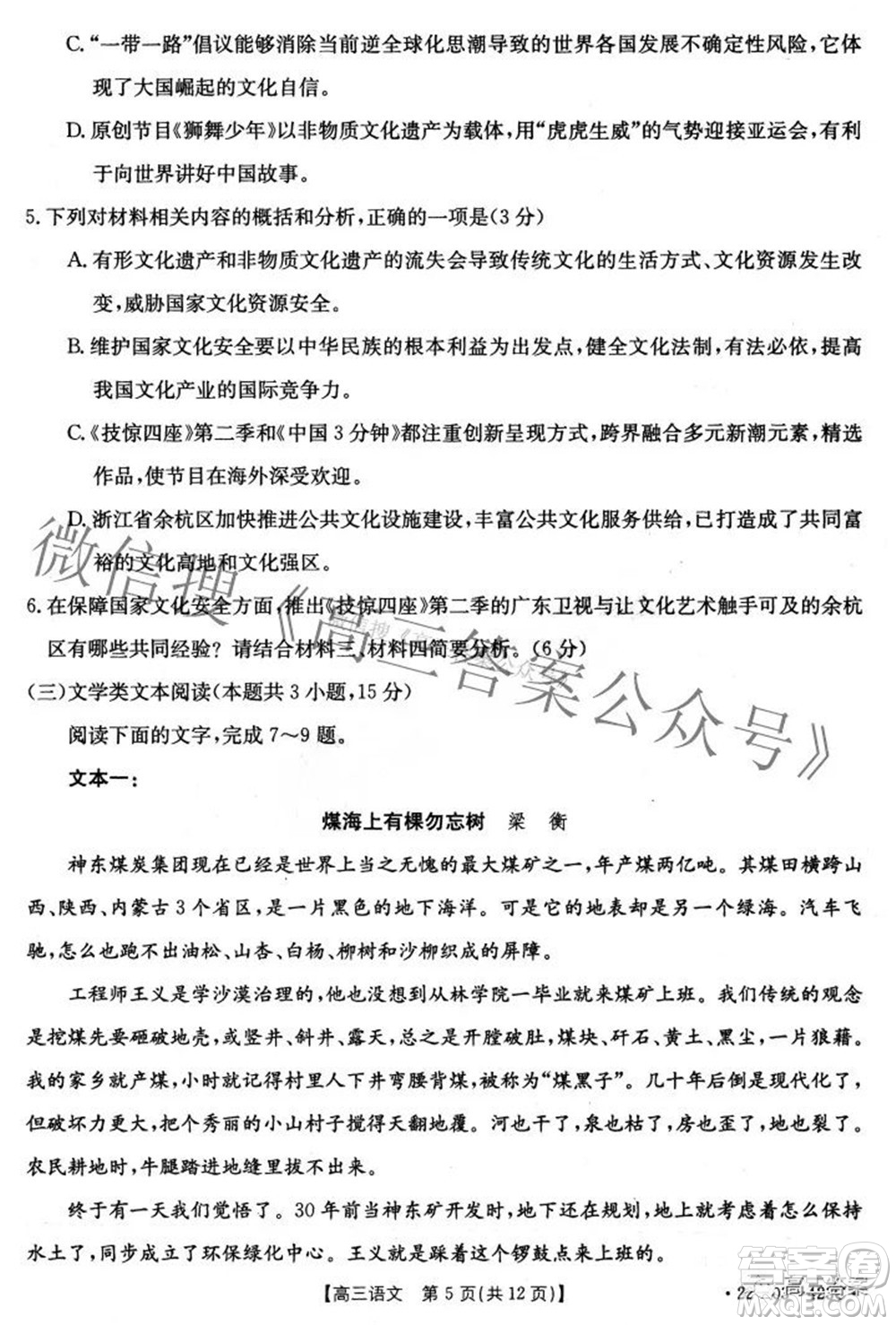 2022四川金太陽(yáng)5月聯(lián)考高三語(yǔ)文試題及答案